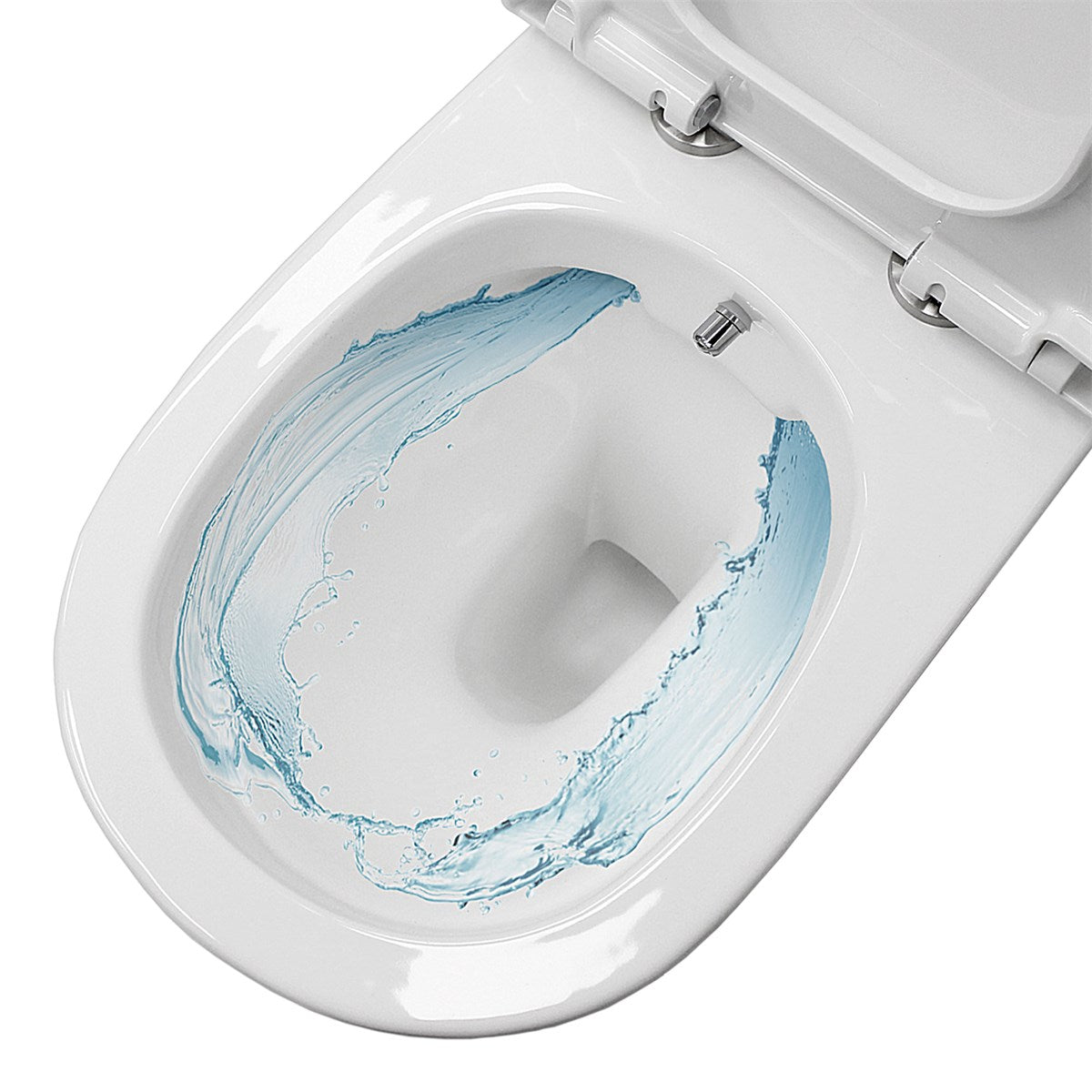 A WC-csészébe tekintve, a víz mozgásának hatásával.