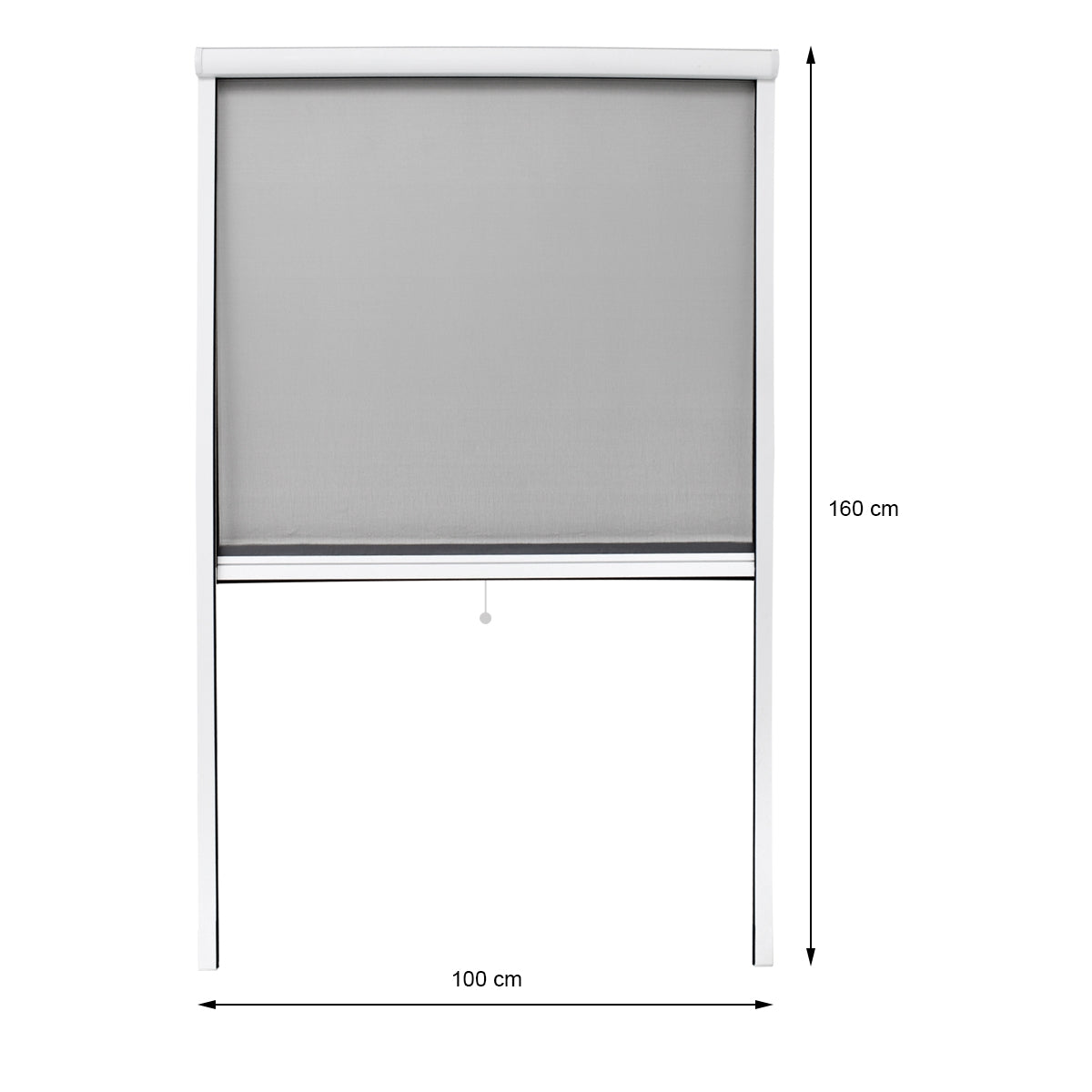 Grauer Rolladen mit Abmessungen 100 cm x 160 cm.