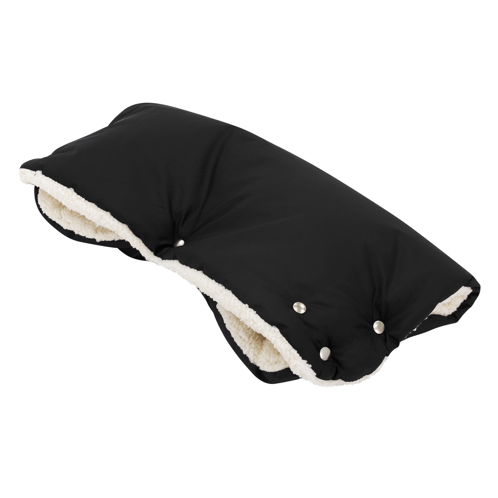 Schwarze Decke mit weichem Innenfutter, zusammengeklappt.