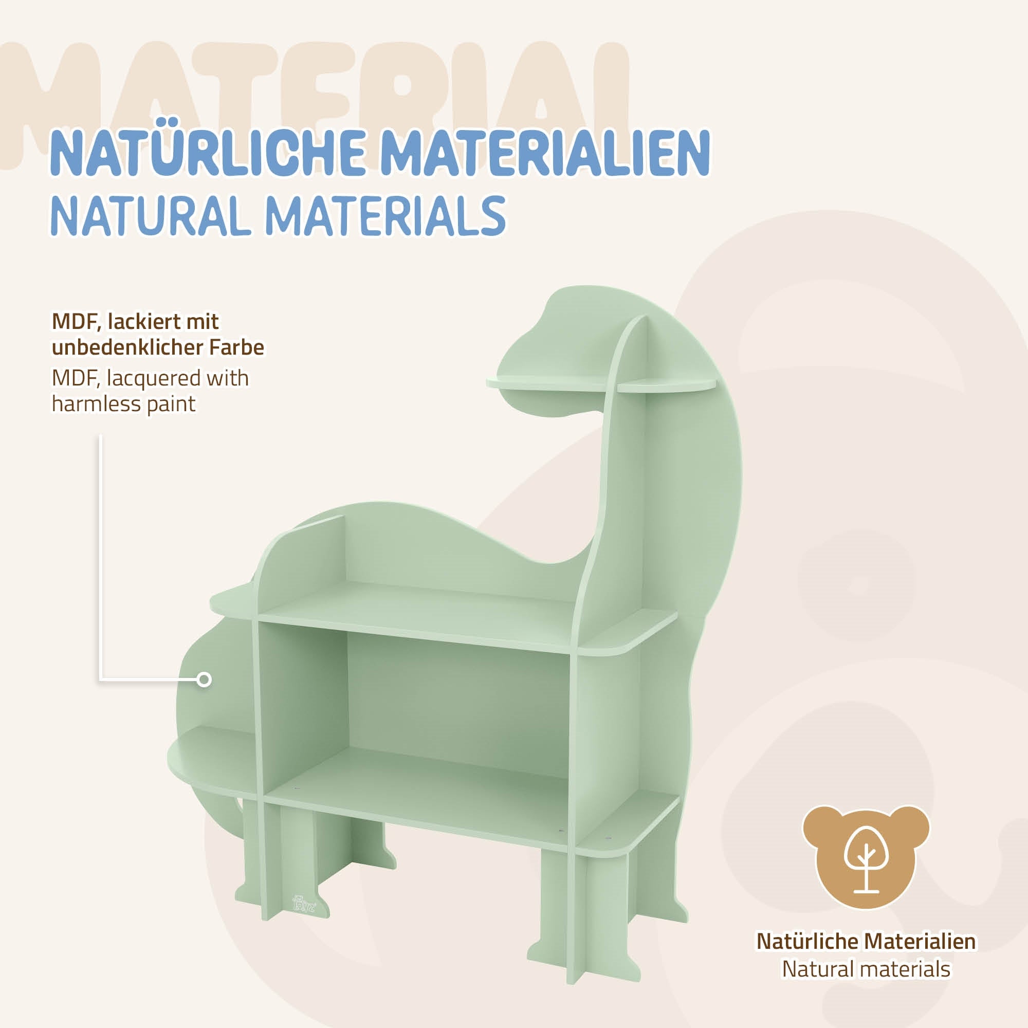 Bücherregal in Baumform, aus MDF, lackiert mit umweltfreundlicher Farbe.