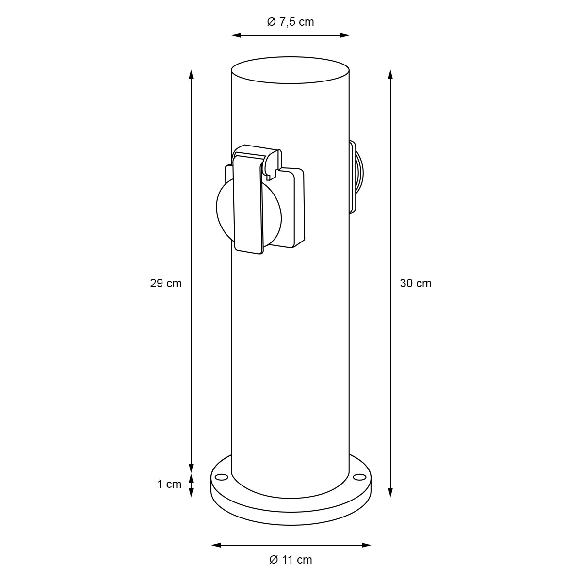 Dibujo técnico de una columna con medidas.