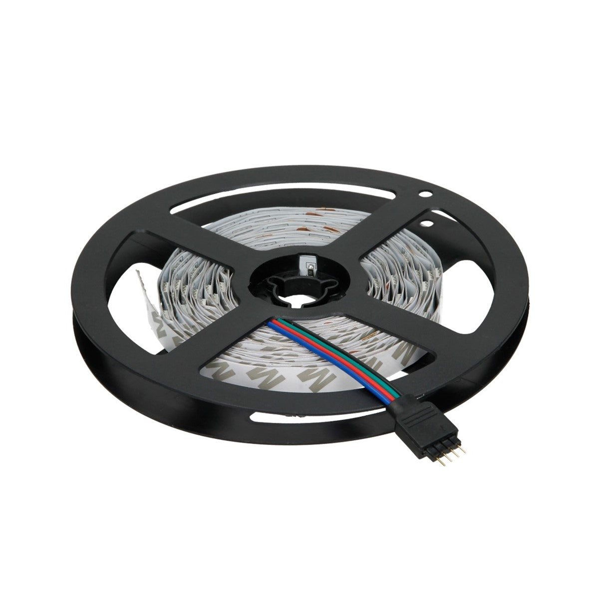 Eine Rolle mit LED-Stripe auf einer schwarzen Spule.