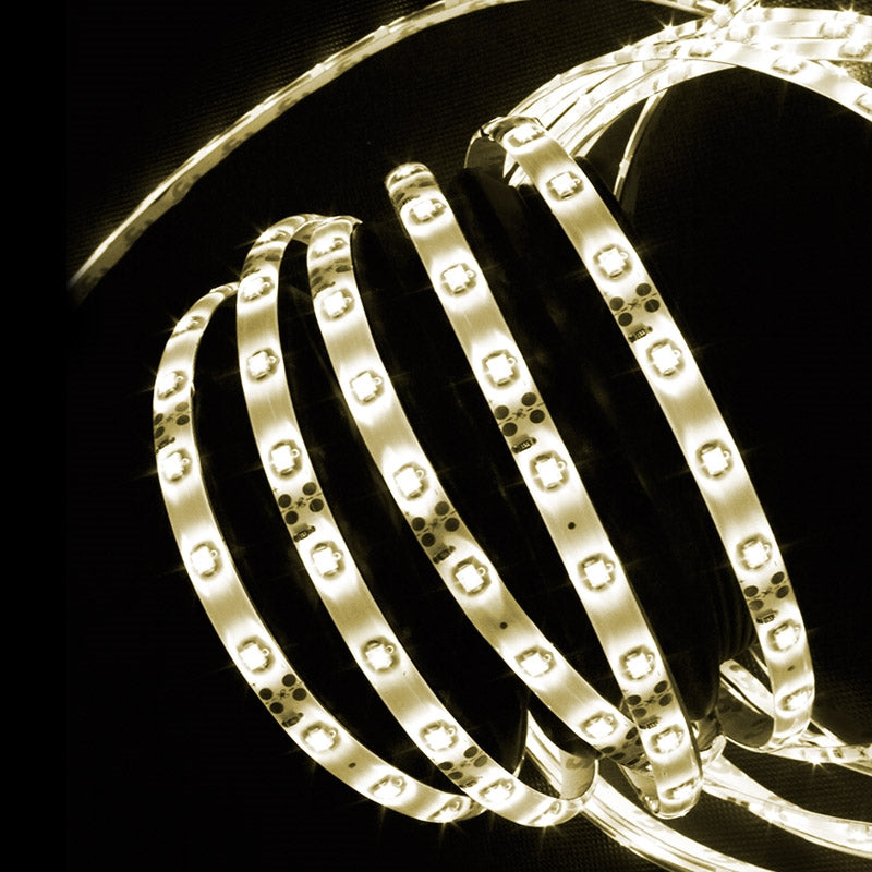 Mehrere LED-Streifen in einer spiralförmigen Anordnung auf schwarzem Hintergrund.