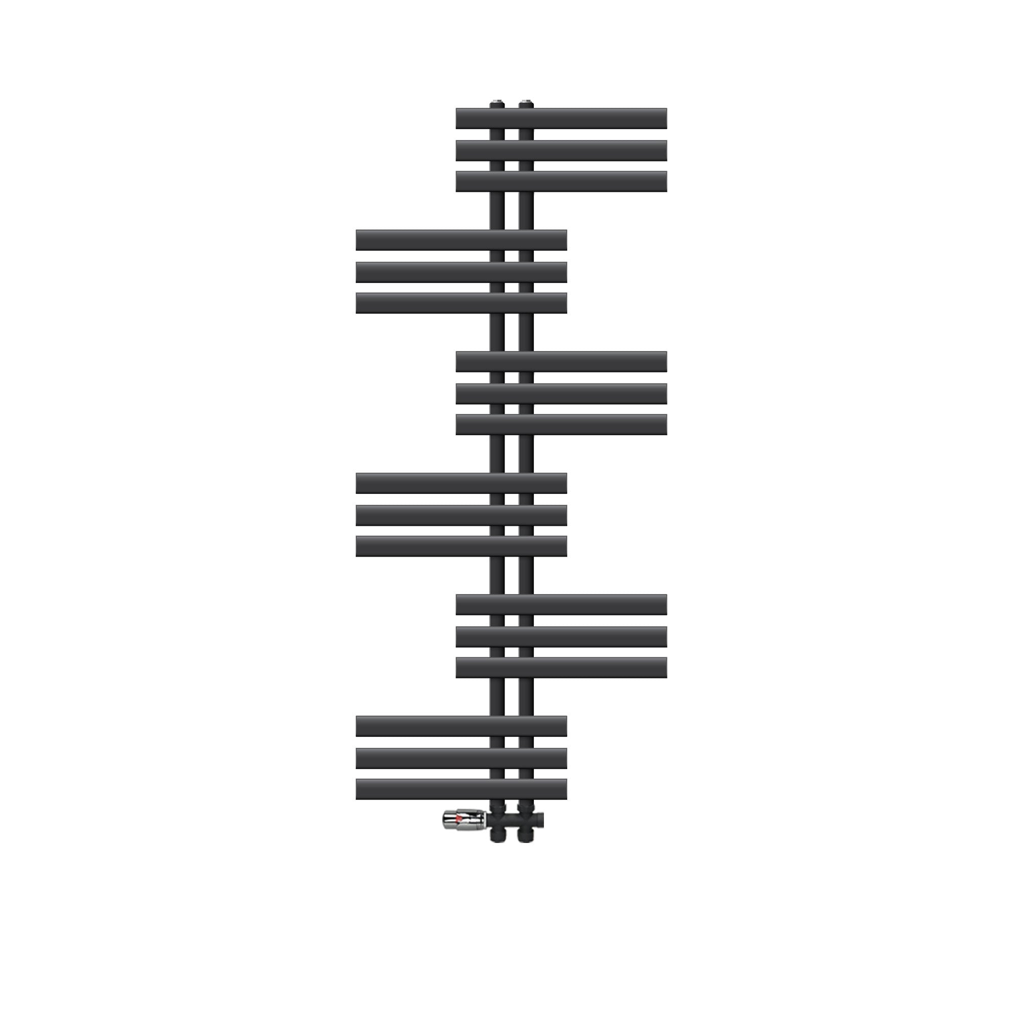 Anthracite-colored radiator with horizontal elements.