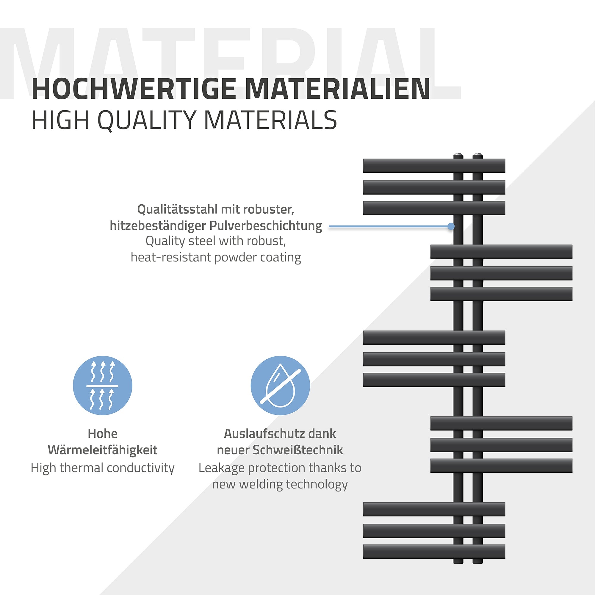 Radiator Leon in anthracite, high-quality materials, with robust powder coating.