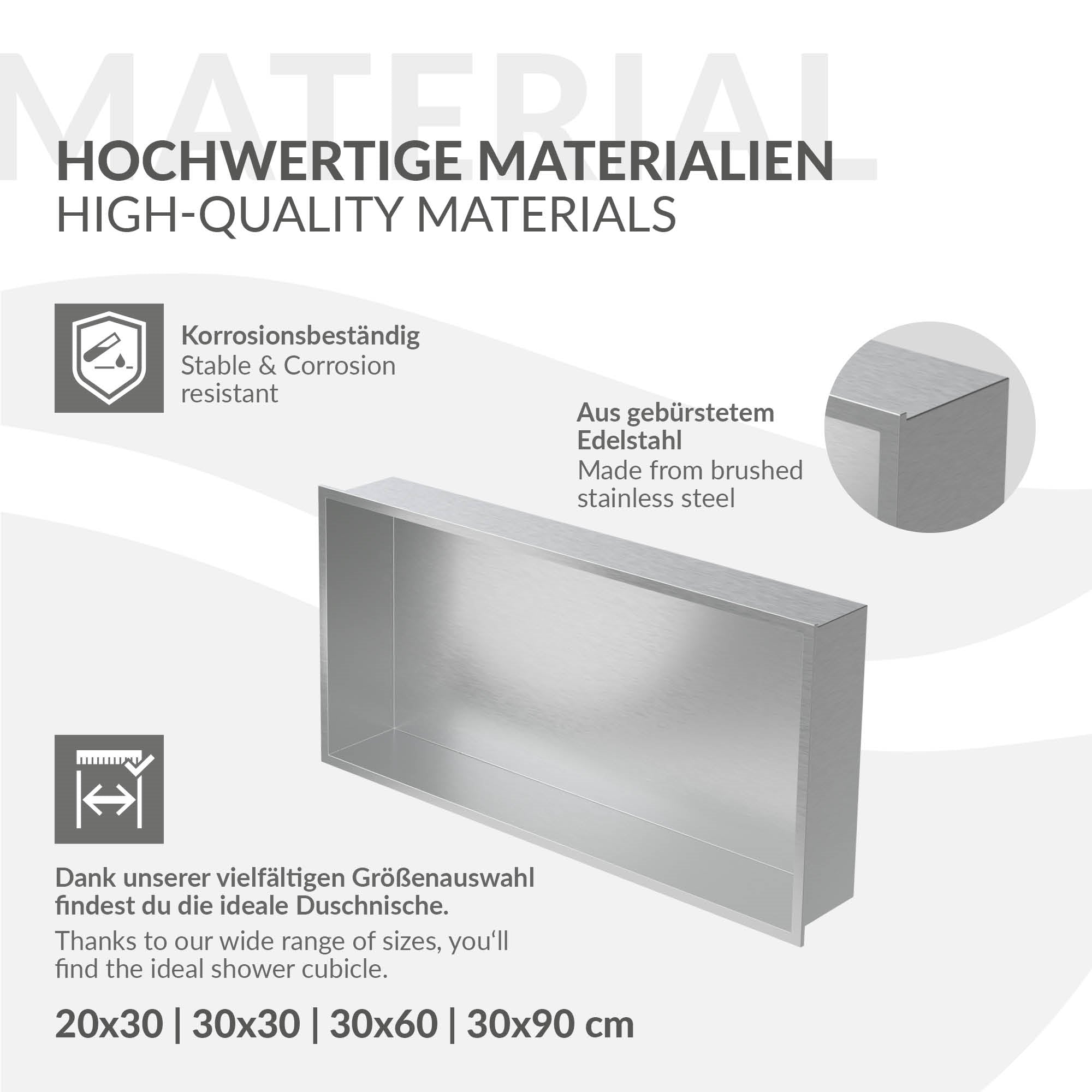 Information über hochwertige Materialien und Korrosionsbeständigkeit.