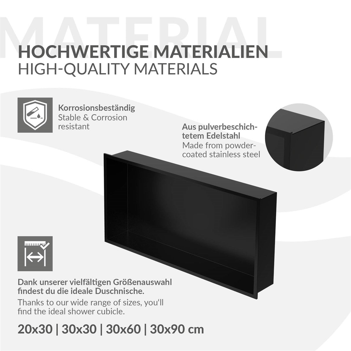Informations sur les matériaux de haute qualité d’une niche murale.