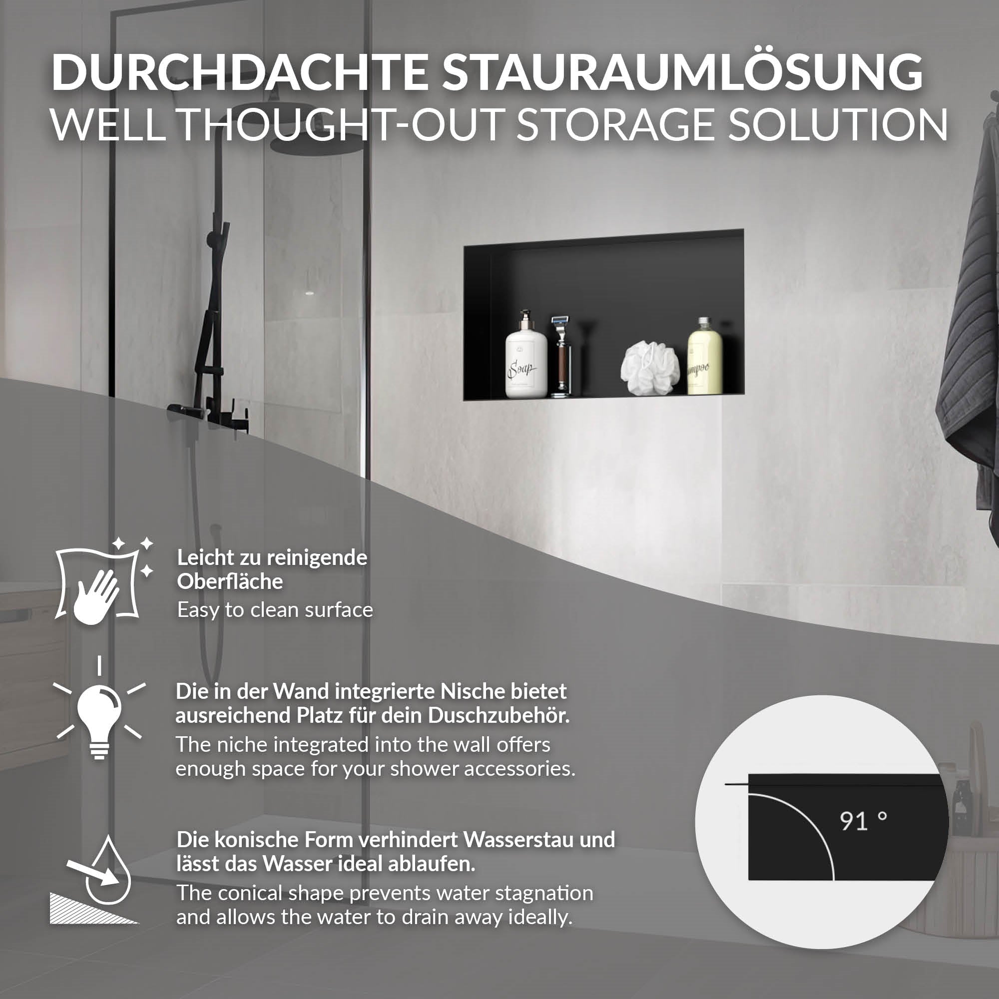 Grafik mit Informationen zur Stauraumlösung im Badezimmer.