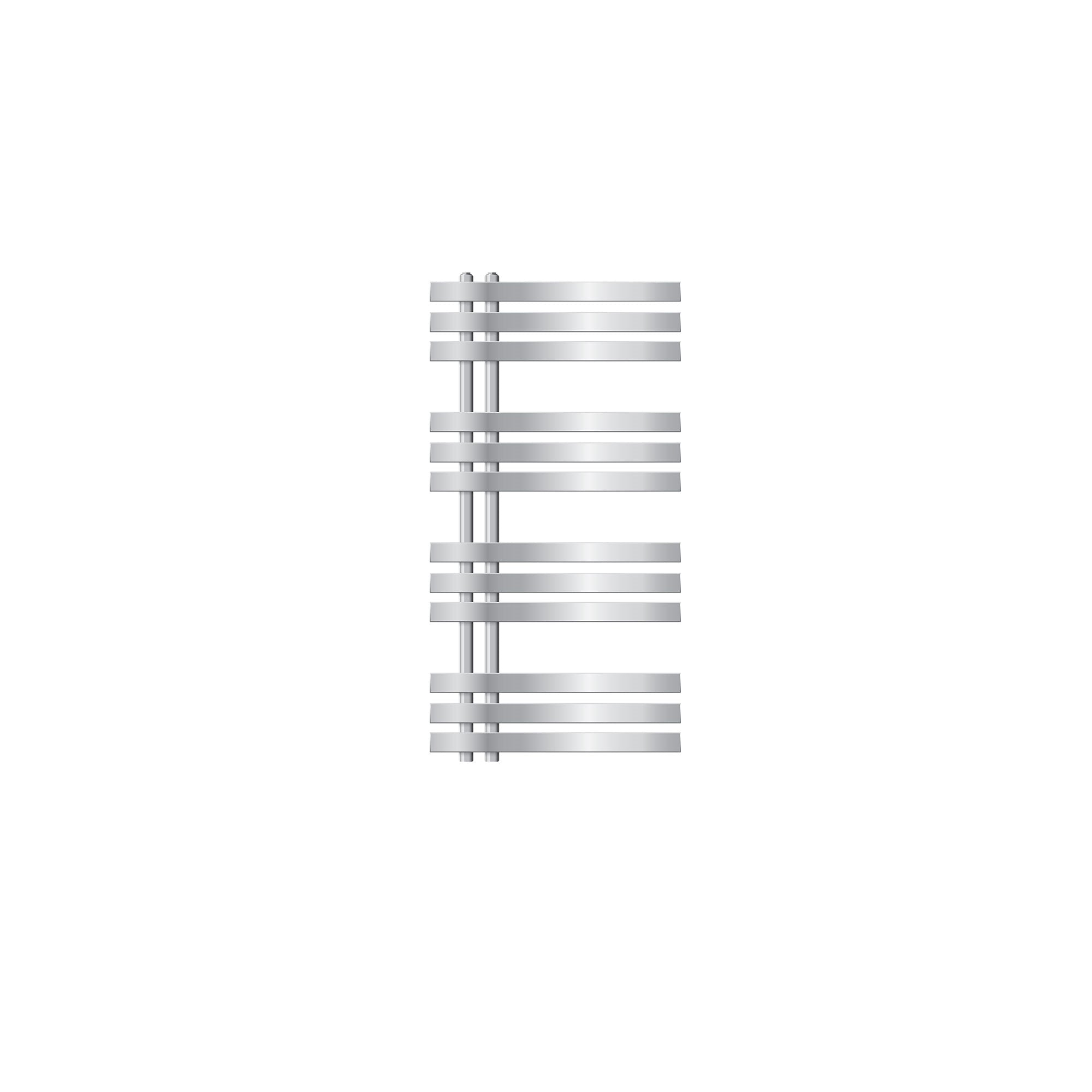 Towel radiator in chrome without background.
