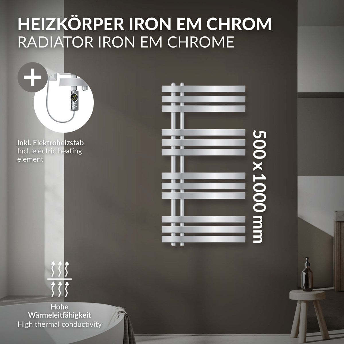 Diagram showing a chrome radiator and its features.