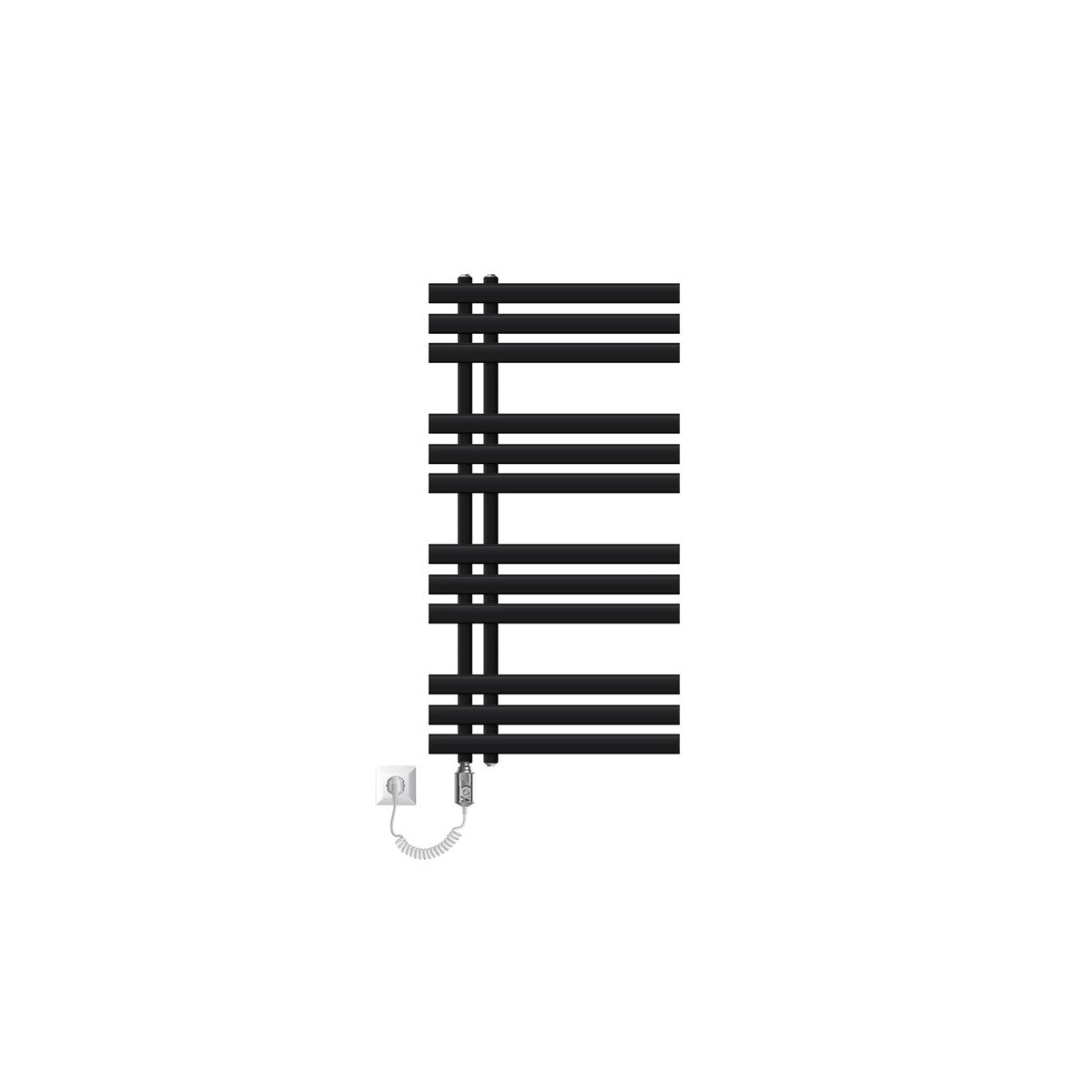 Black radiator without background, with electrical connection.