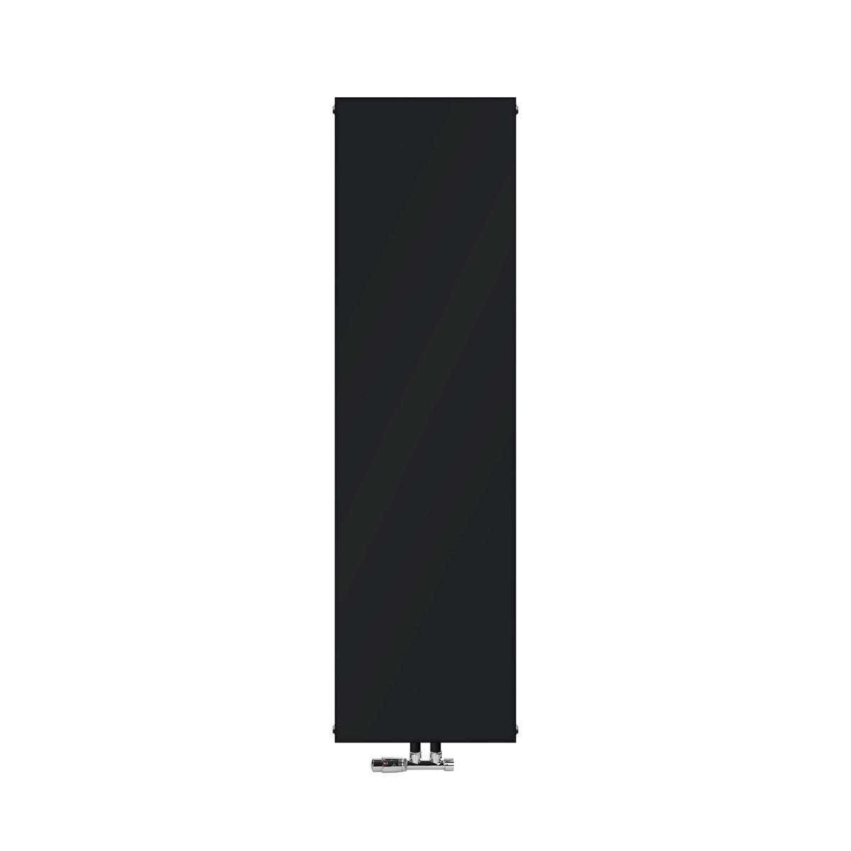 Painel de radiador preto sobre fundo branco.
