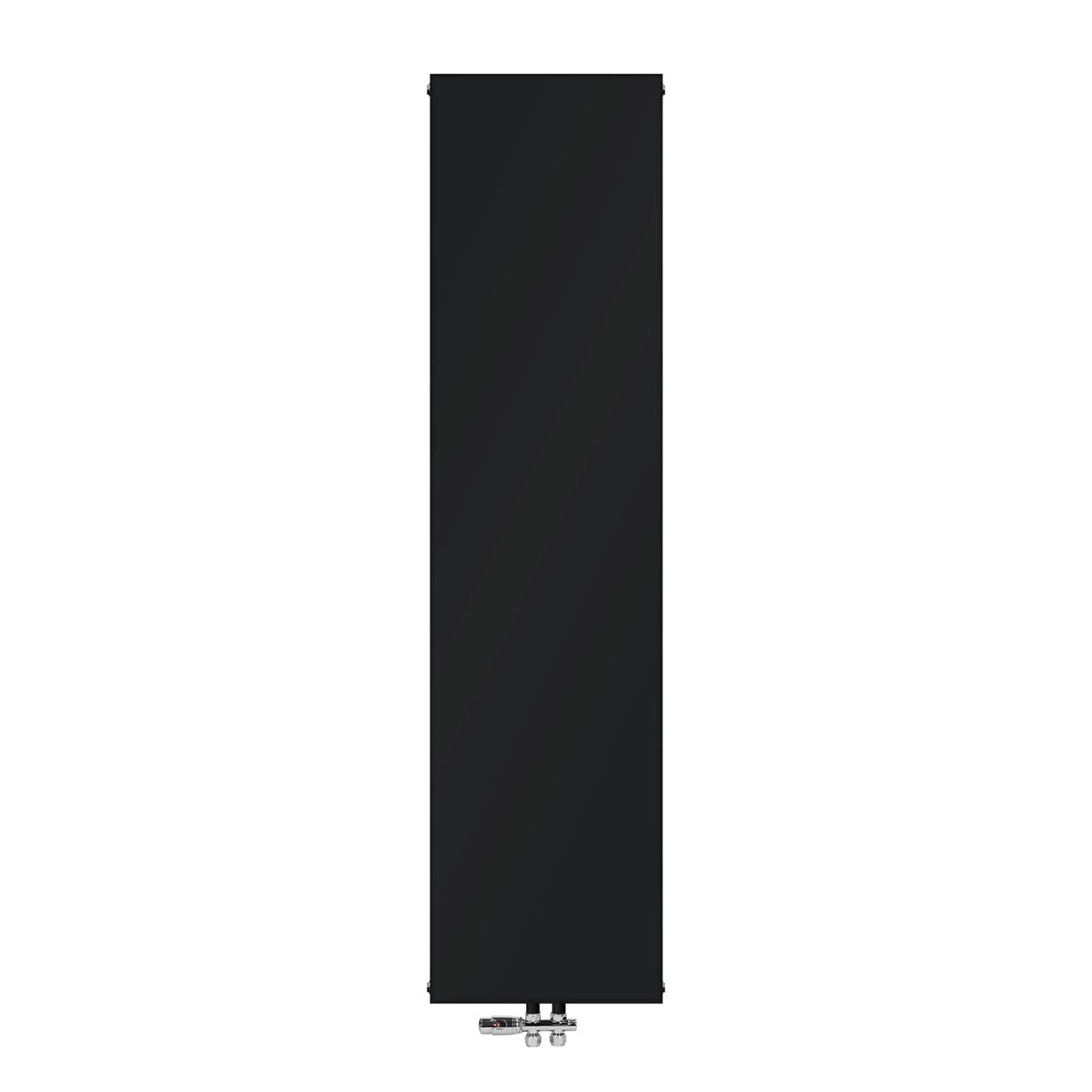 Radiador preto sem fundo, orientado verticalmente.