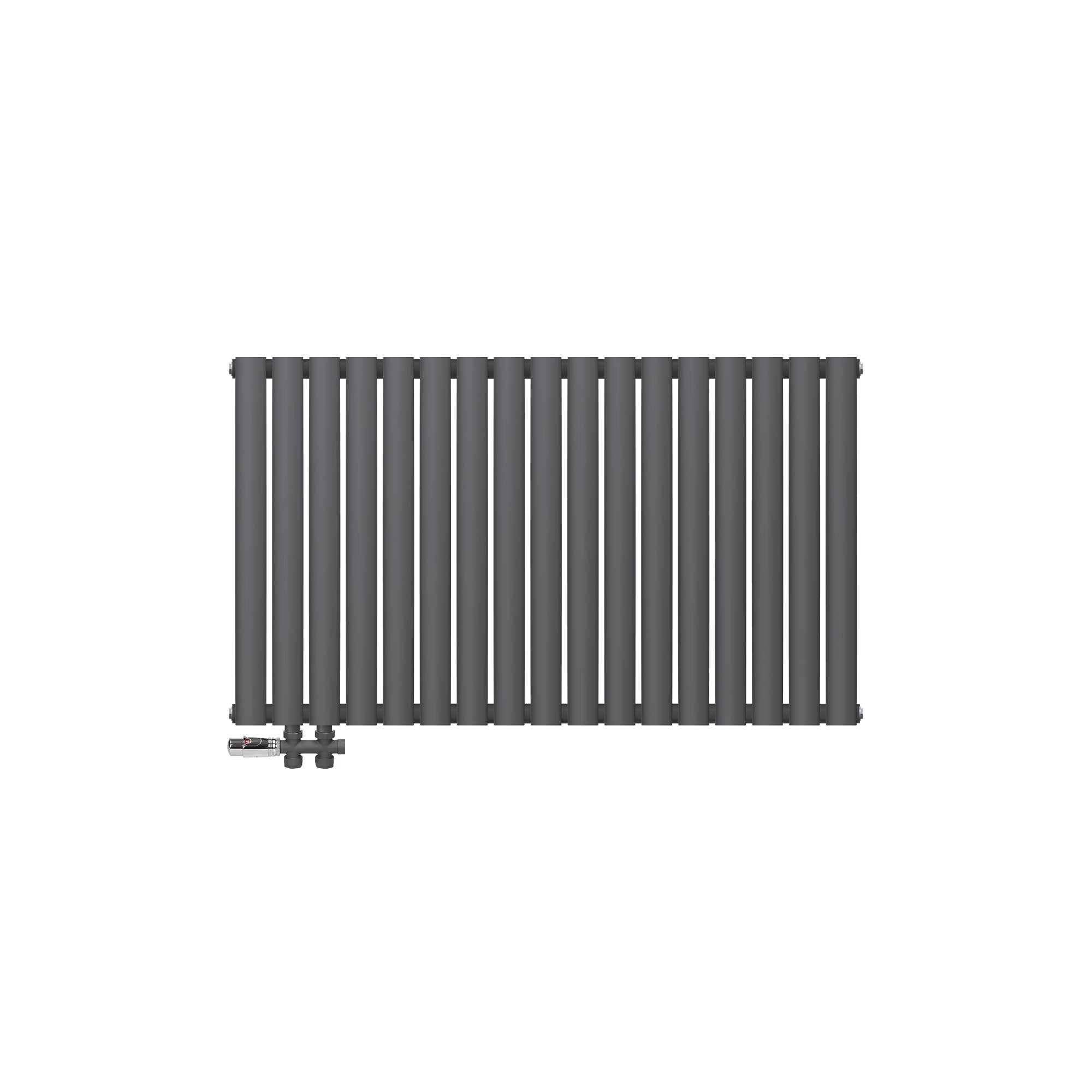 Anthracite radiator without background, arranged horizontally.