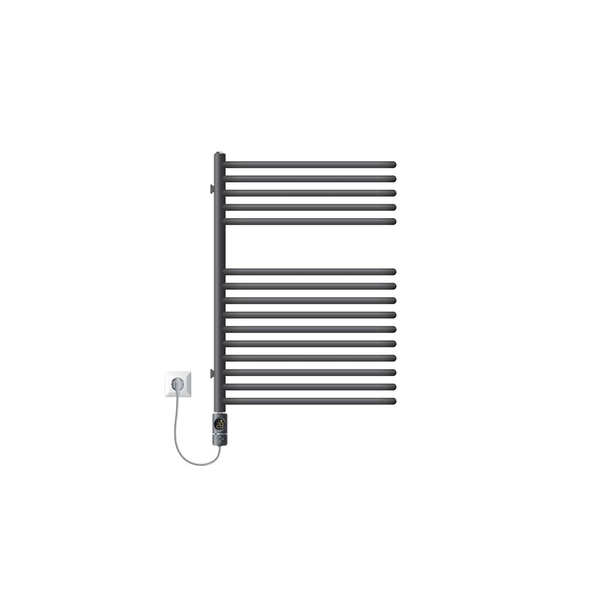 Radiator electric de culoare antracit, fără fundal.