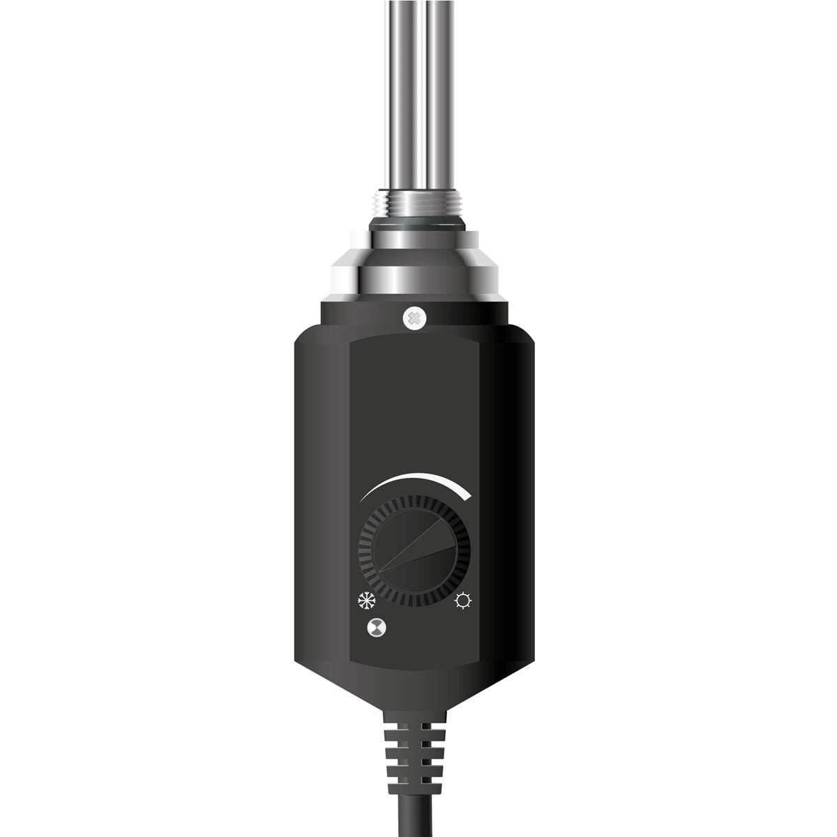 Close-up of the temperature controller of a heating element.