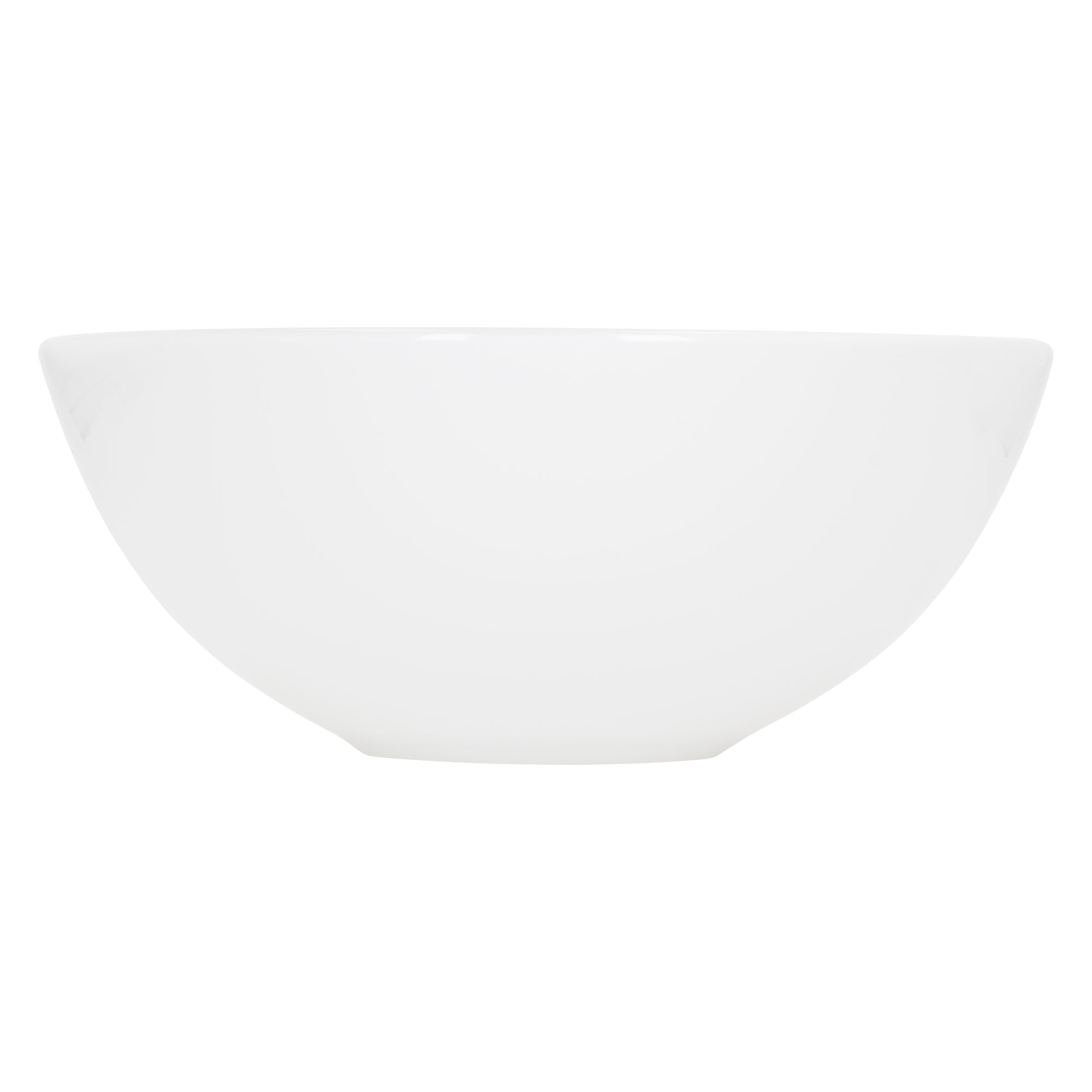 White, round bowl without decoration on a light background.