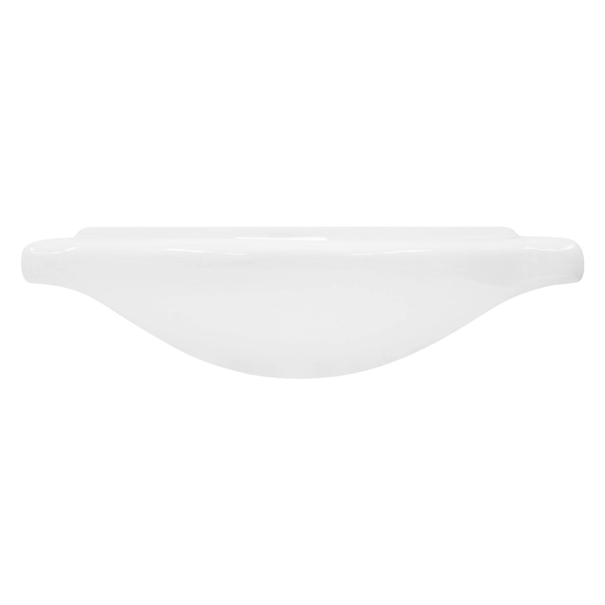 Lavabo blanco con bordes redondeados, visto de frente.