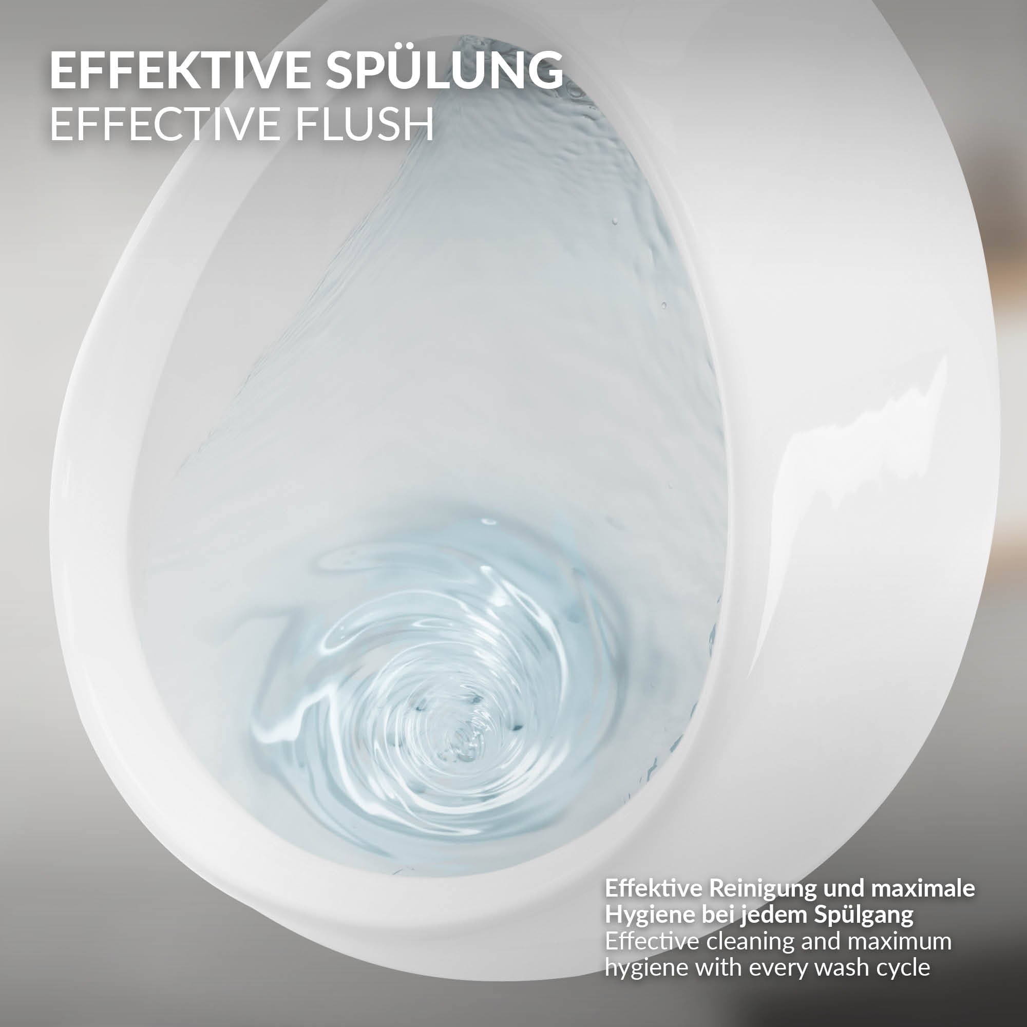 Hvidt urinal med vand, der strømmer ind i skyllefunktionen.