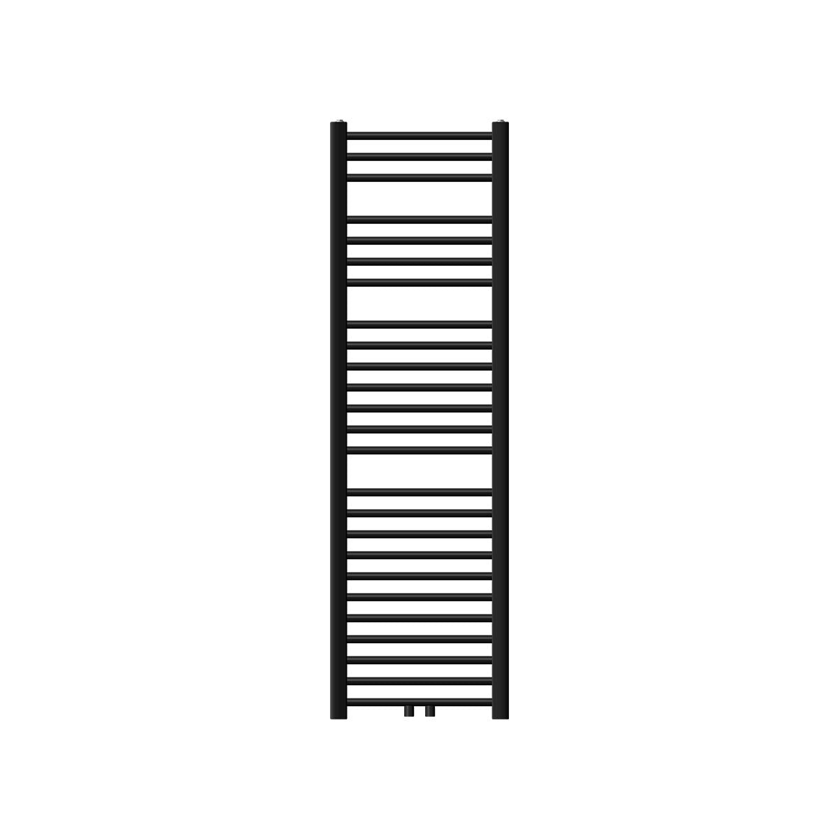Black towel warmer in a medium size, 40 × 150 cm.