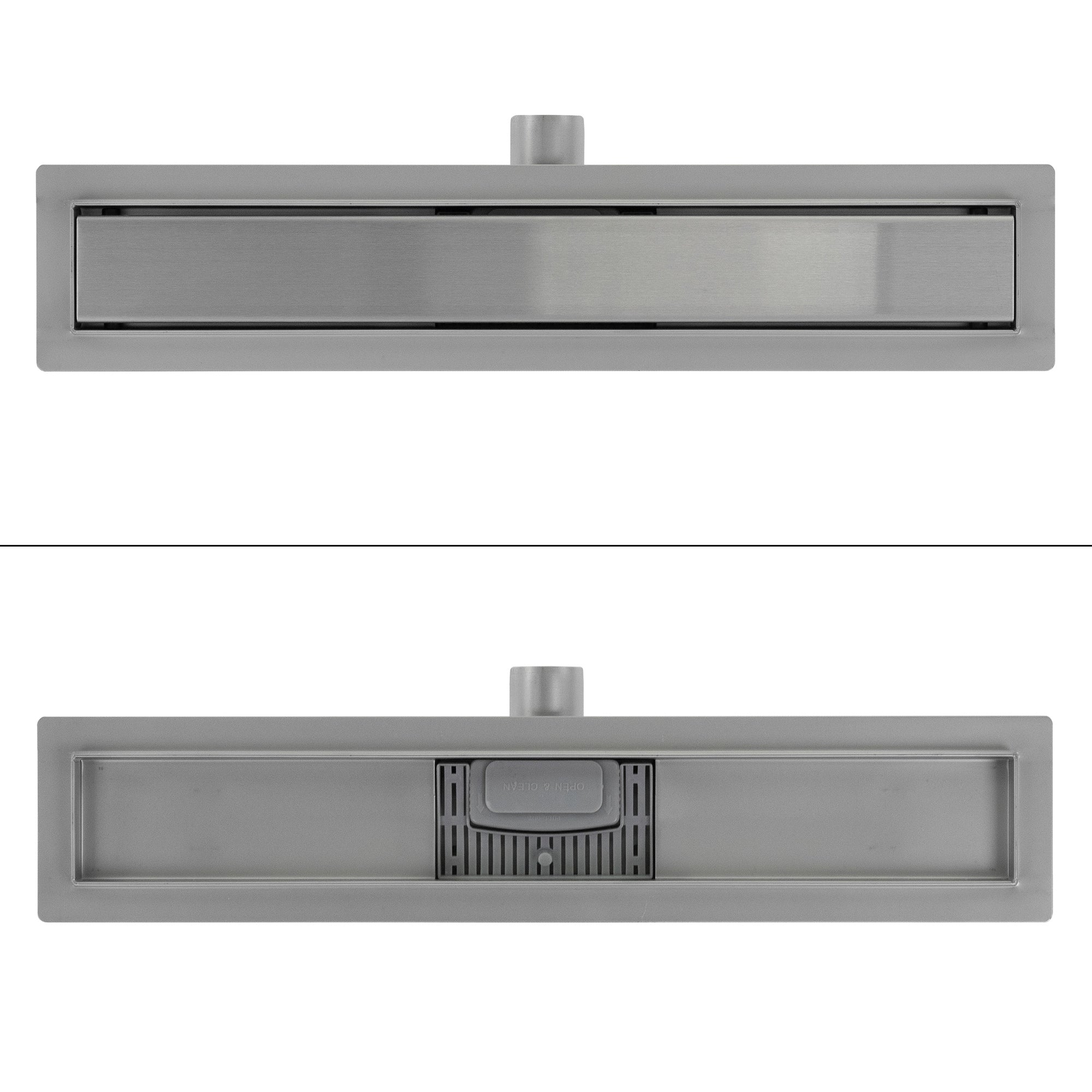 Visible views from above and below of a gray metal profile.