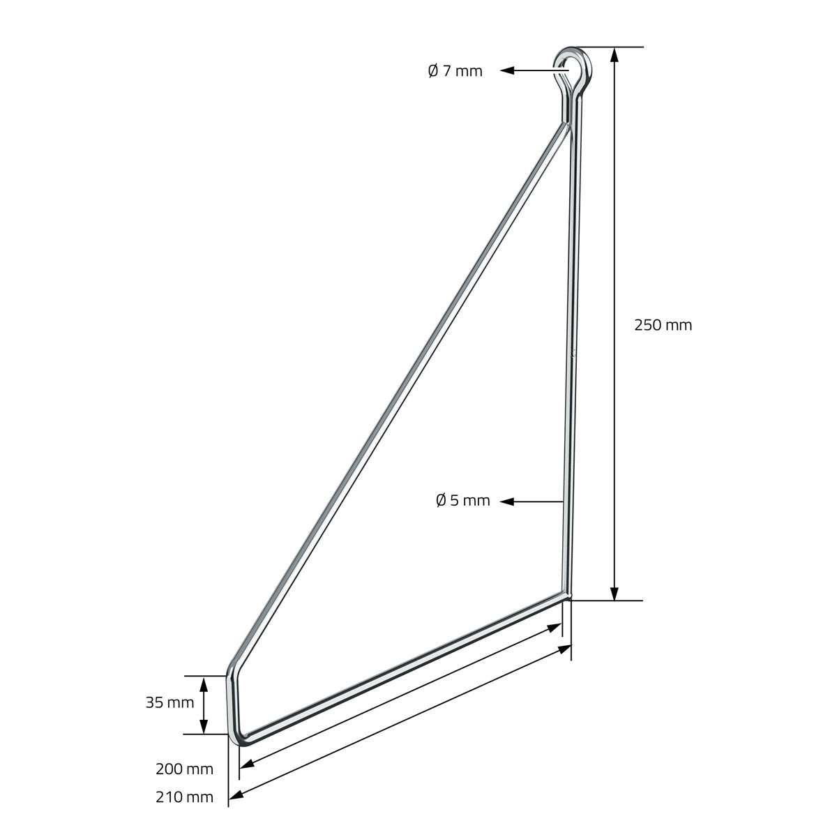 Dessin technique d’un support avec dimensions.