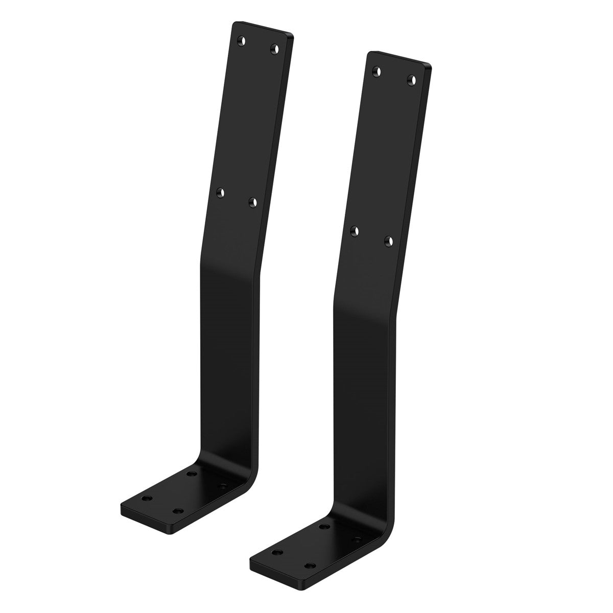 Zwei schwarze Regalhalter auf weißem Hintergrund.