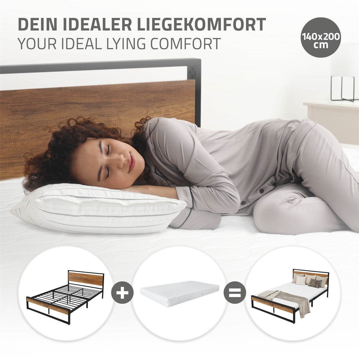 O persoană stă întinsă pe un pat prevăzut cu o saltea.