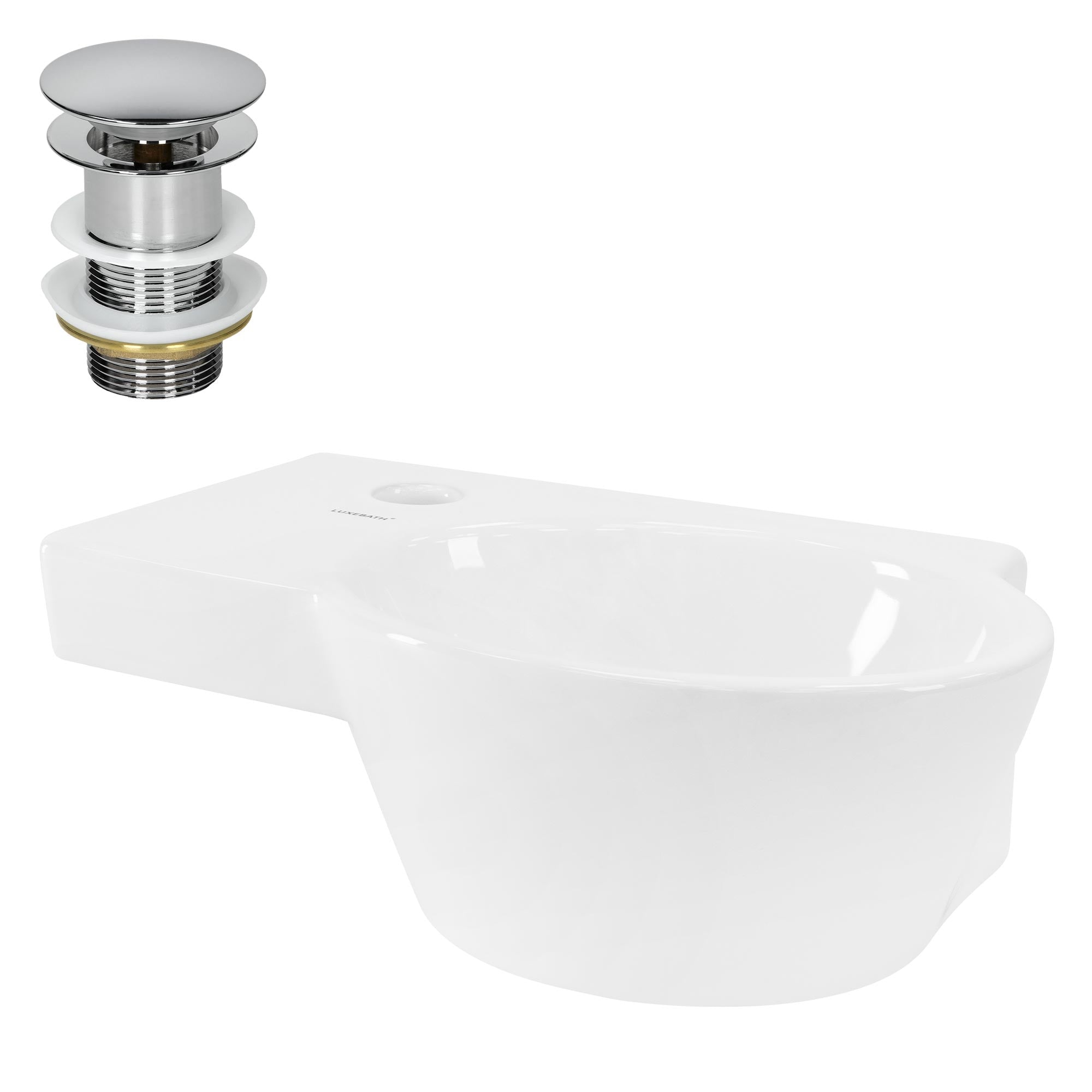 Sink with drain and chrome drain valve.