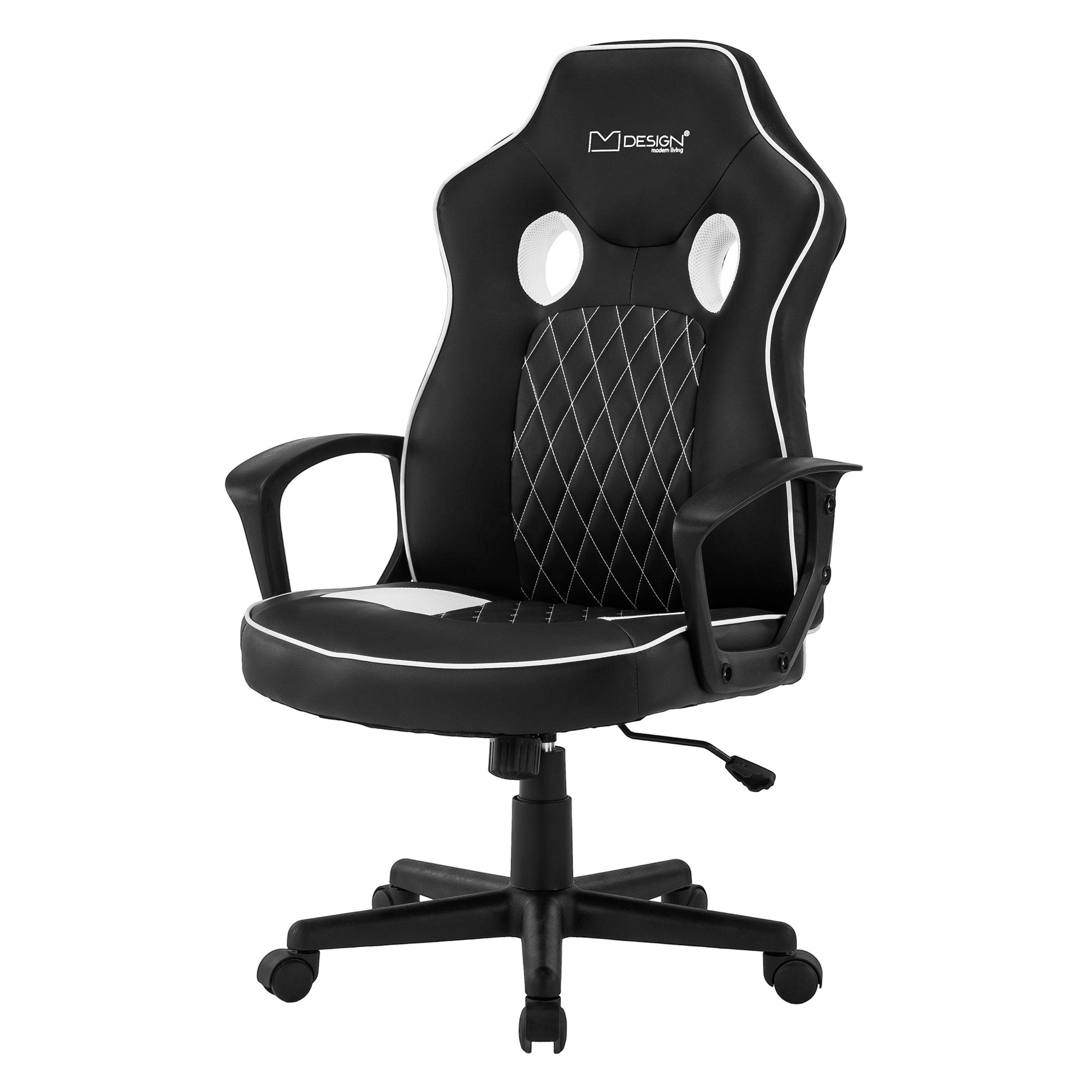 Office chair, black and white, on a white background.
