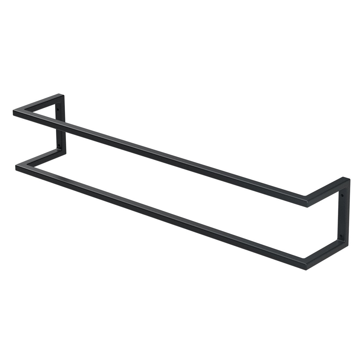 Svart handdukshållare i minimalistisk form.