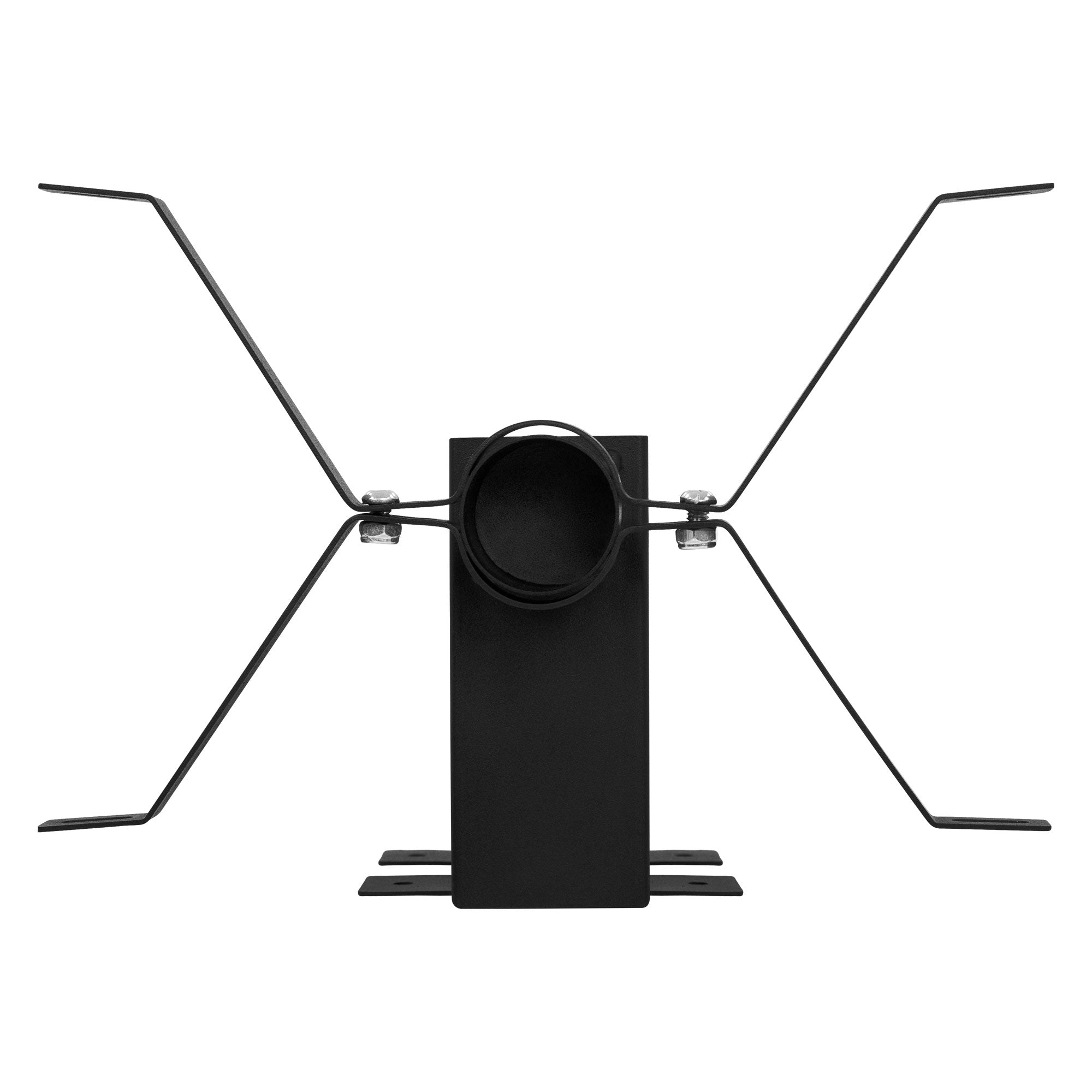 Schwarze Antenne mit zwei langen, gebogenen Halterungen.