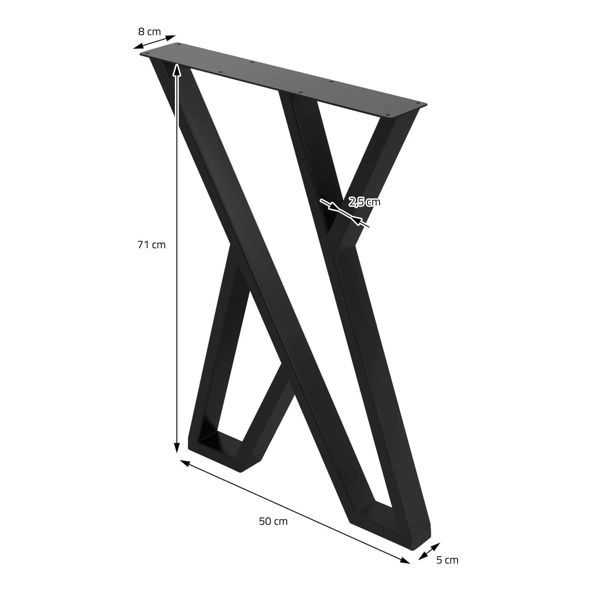 Dessin technique d'un pied de table avec dimensions.