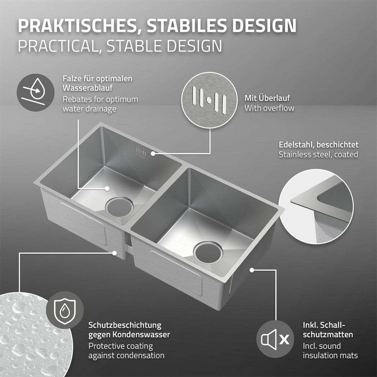 Grafik mit Informationen zu einem stabilen Design und Materialien der 