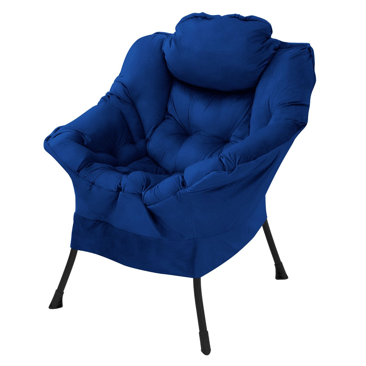 Blue armchair with a cushion on a white background.