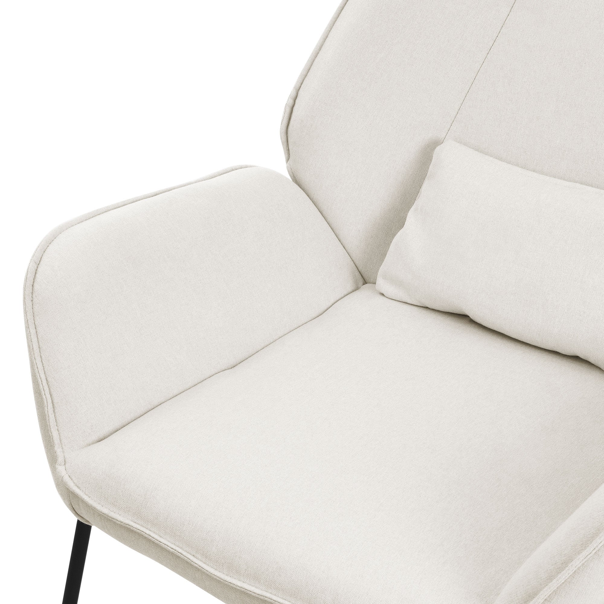 Vue détaillée d'un fauteuil relax blanc avec coussin.