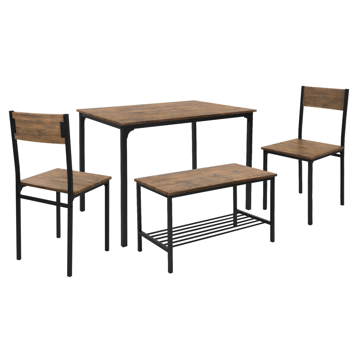 Esszimmermöbel-Set bestehend aus Tisch und zwei Stühlen.