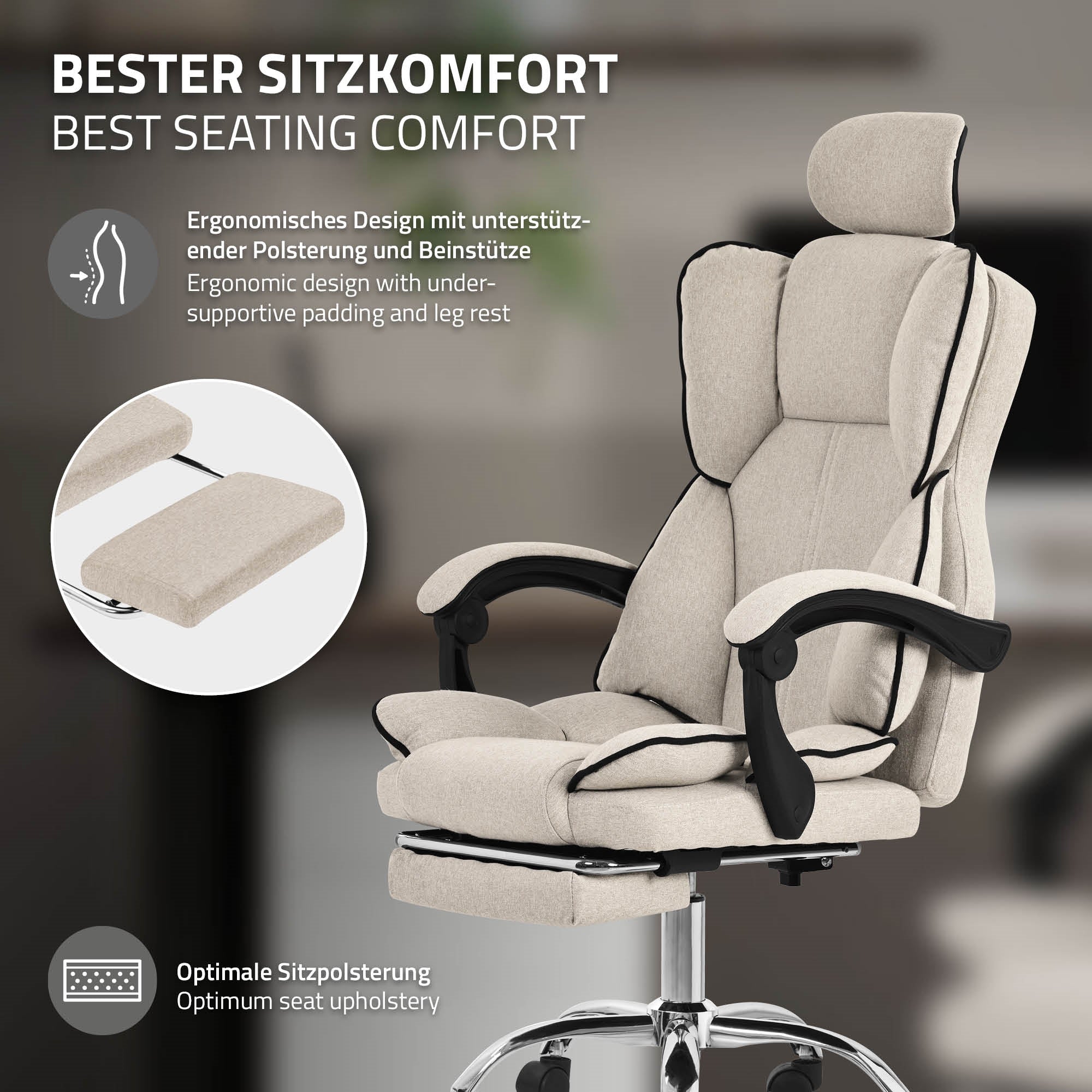 Bürostuhl mit ergonomischem Design und optimaler Sitzpolsterung.