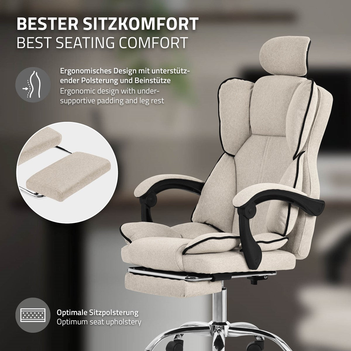 Bürostuhl mit ergonomischem Design und optimaler Sitzpolsterung.