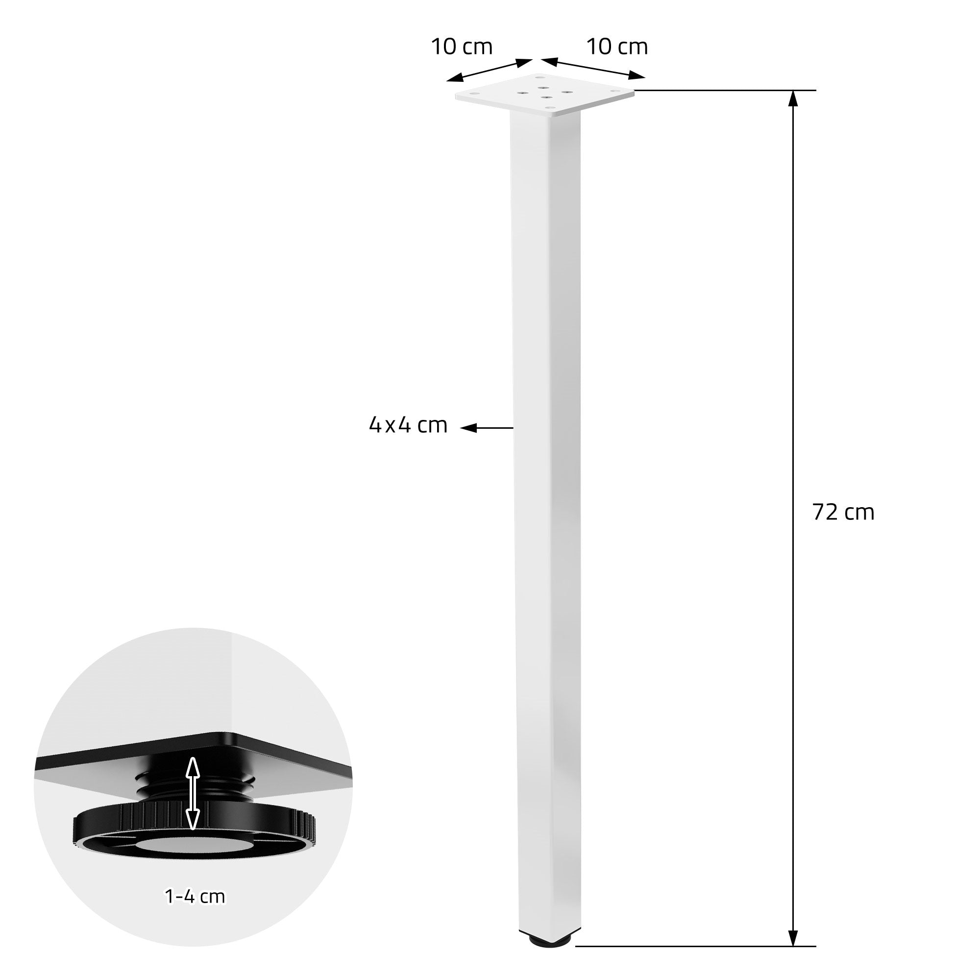 Technical drawing of a vertical steel pipe with measurements.