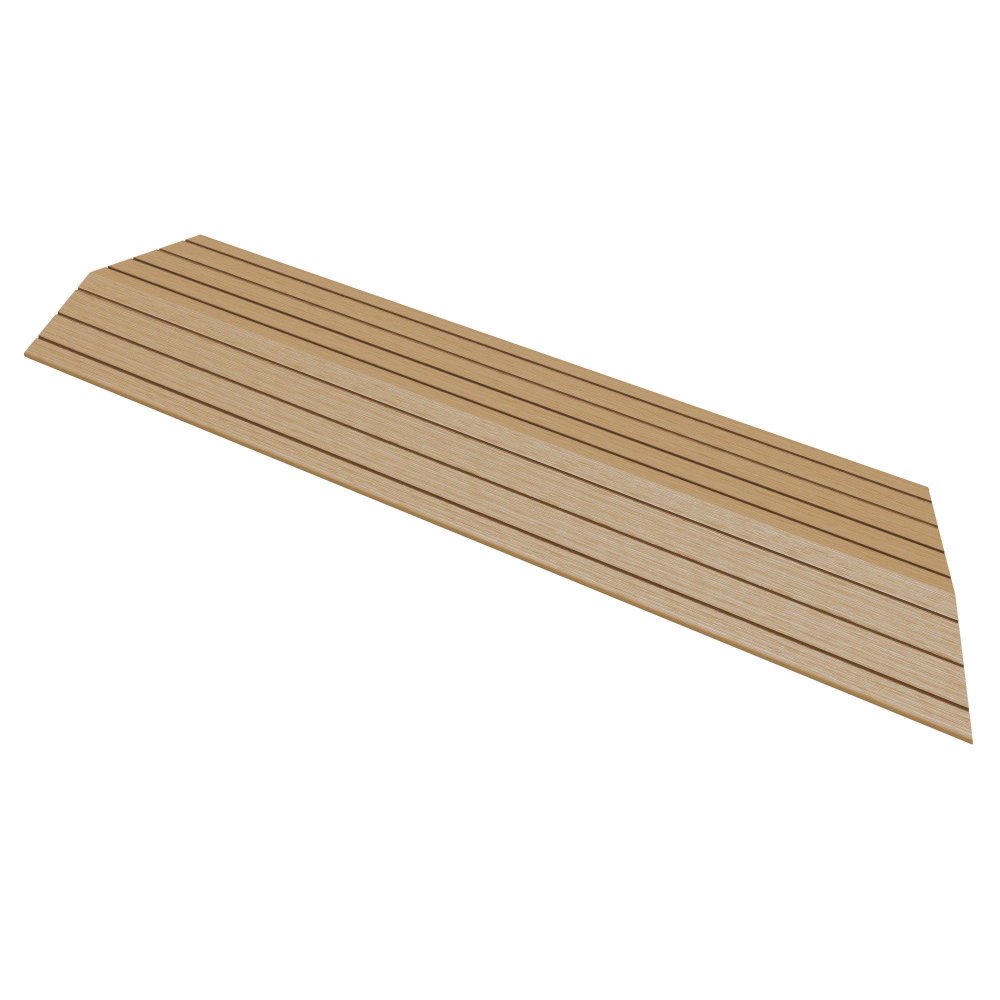 Holzplatte mit horizontalen Streifen, schräg geschnitten.