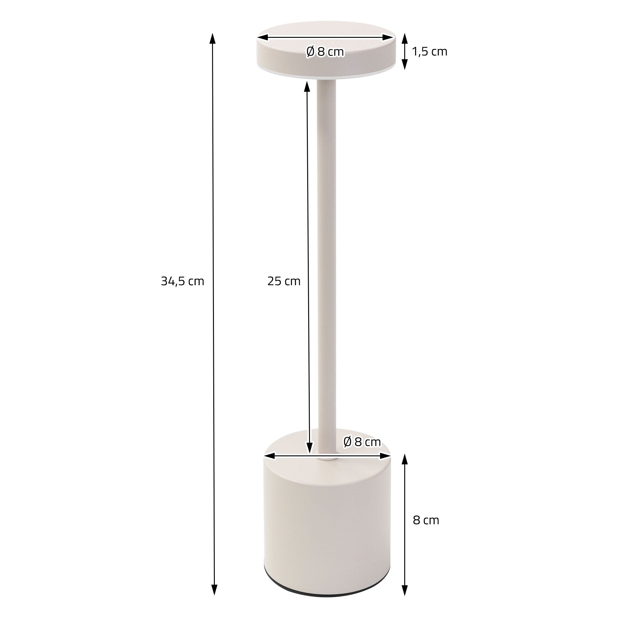 Lampadaire avec dimensions et un design minimaliste.