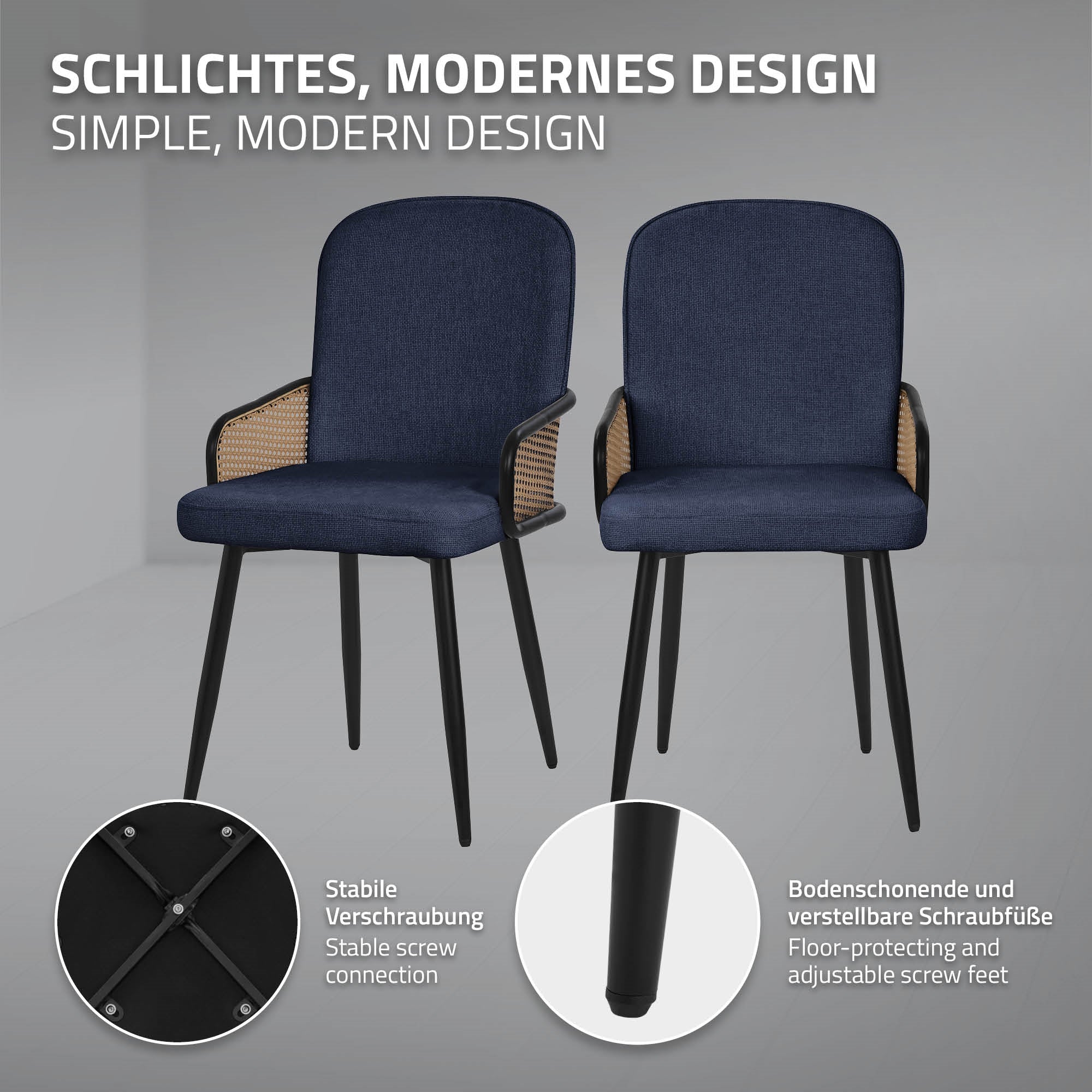 Two modern chairs with a sturdy frame and a simple design.