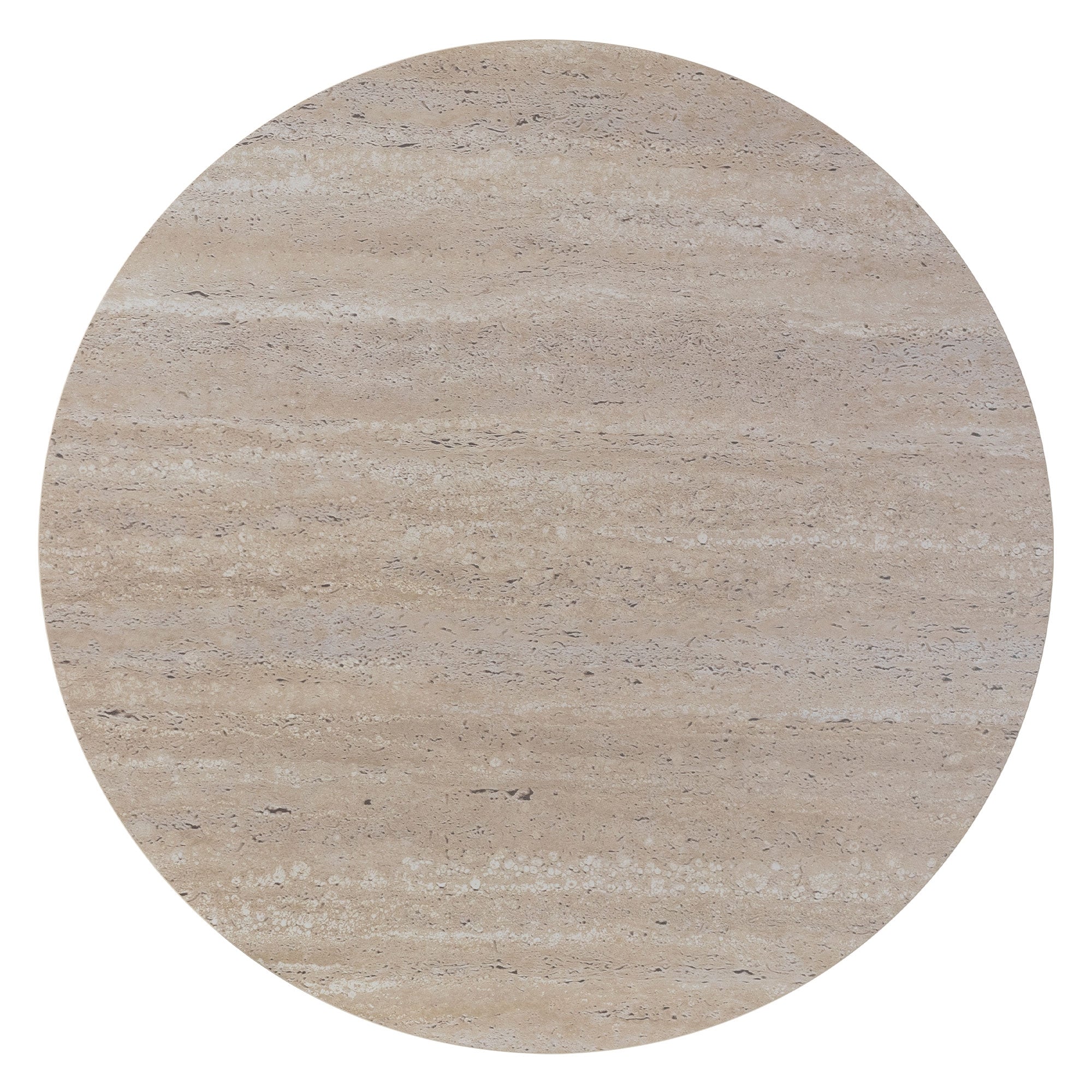 A round tabletop made of light material with a fine texture.