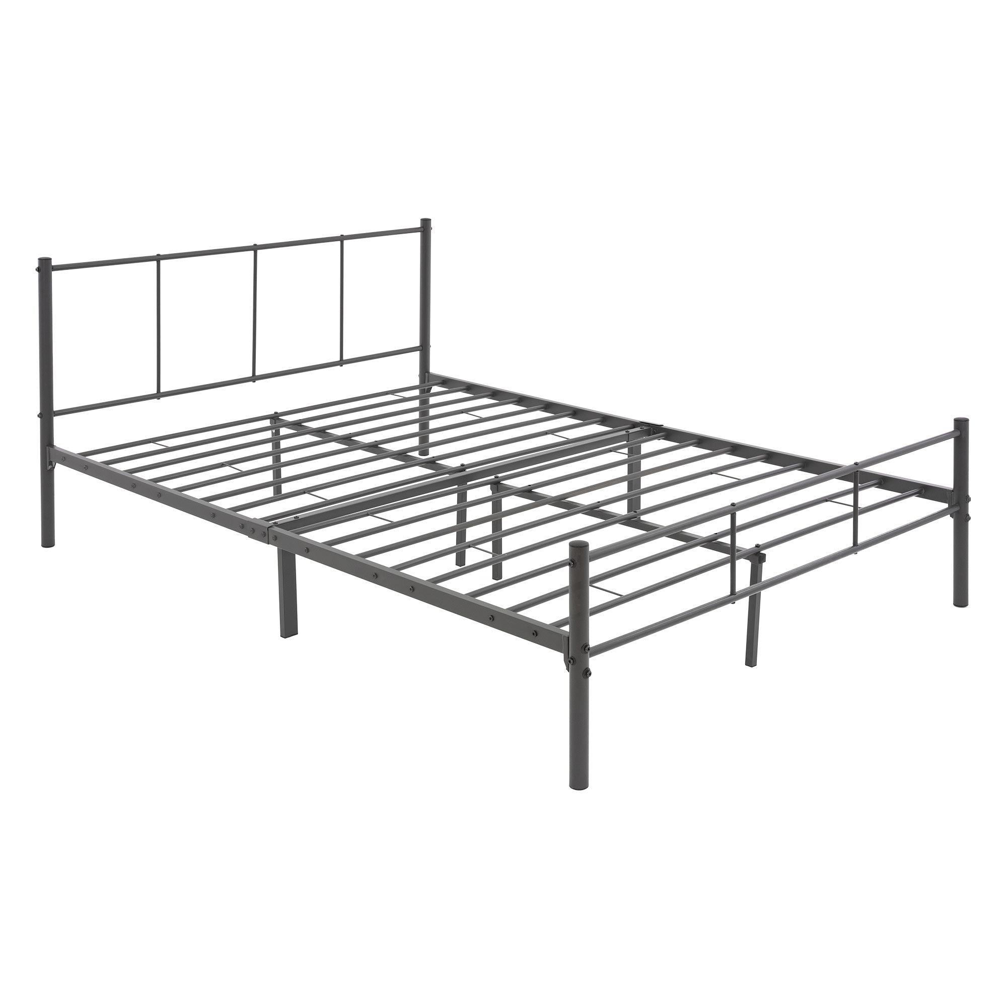 Gestell eines Bettes in Schwarz, ohne Matratze.