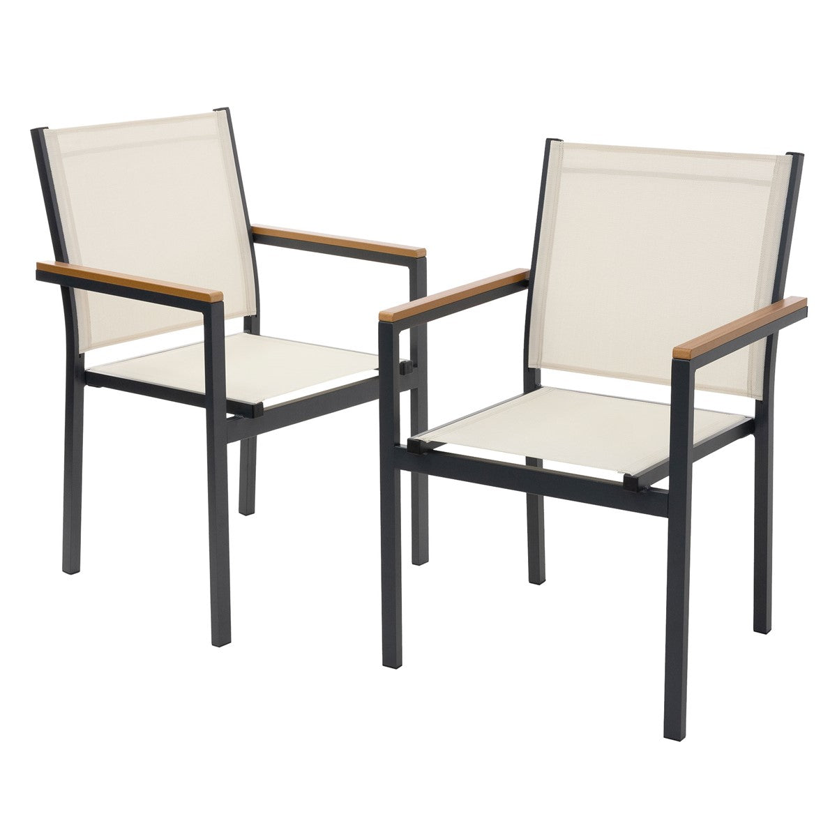 Two garden chairs on a balcony with a table and plants.