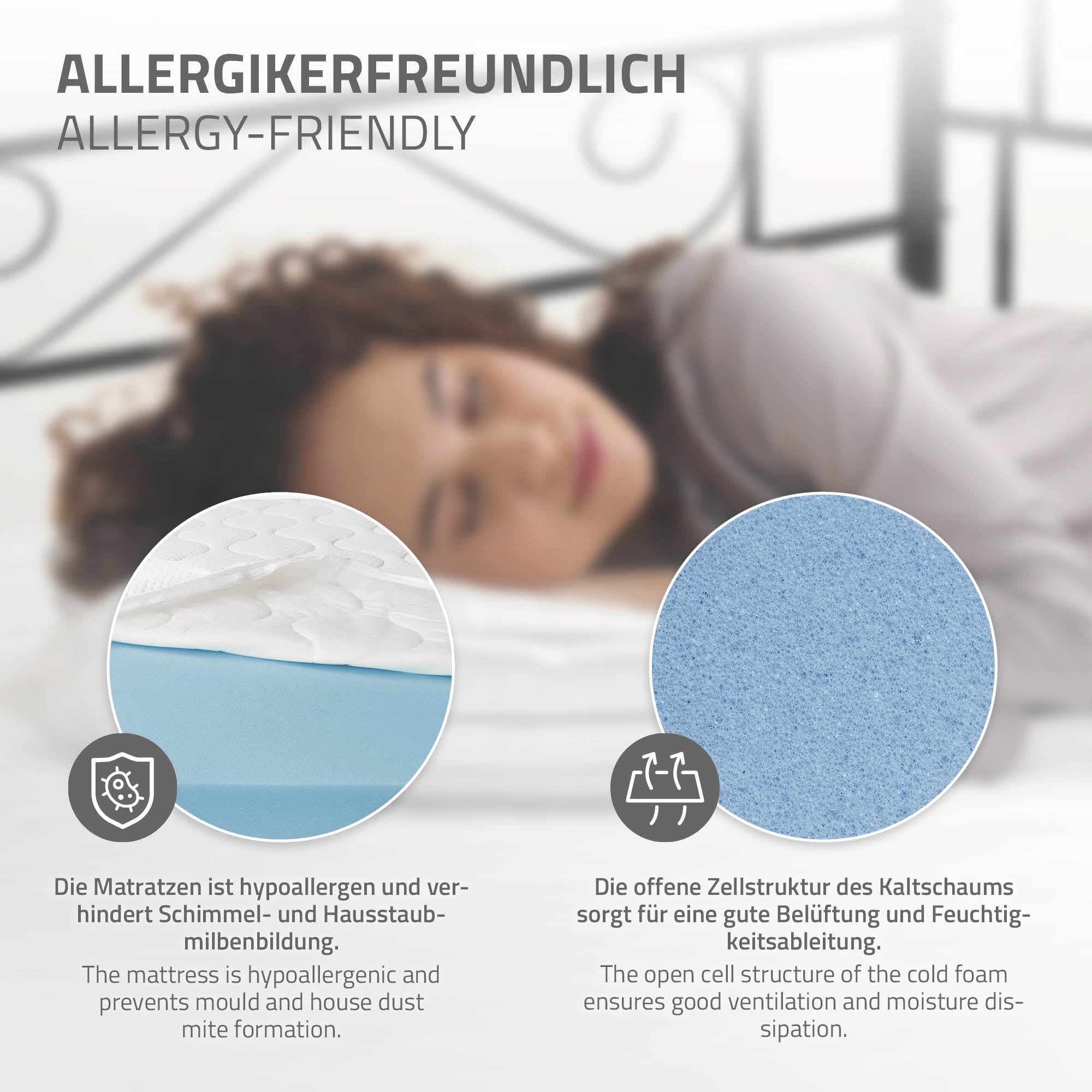 Informatie over allergievriendelijke matrassen met afbeeldingen.