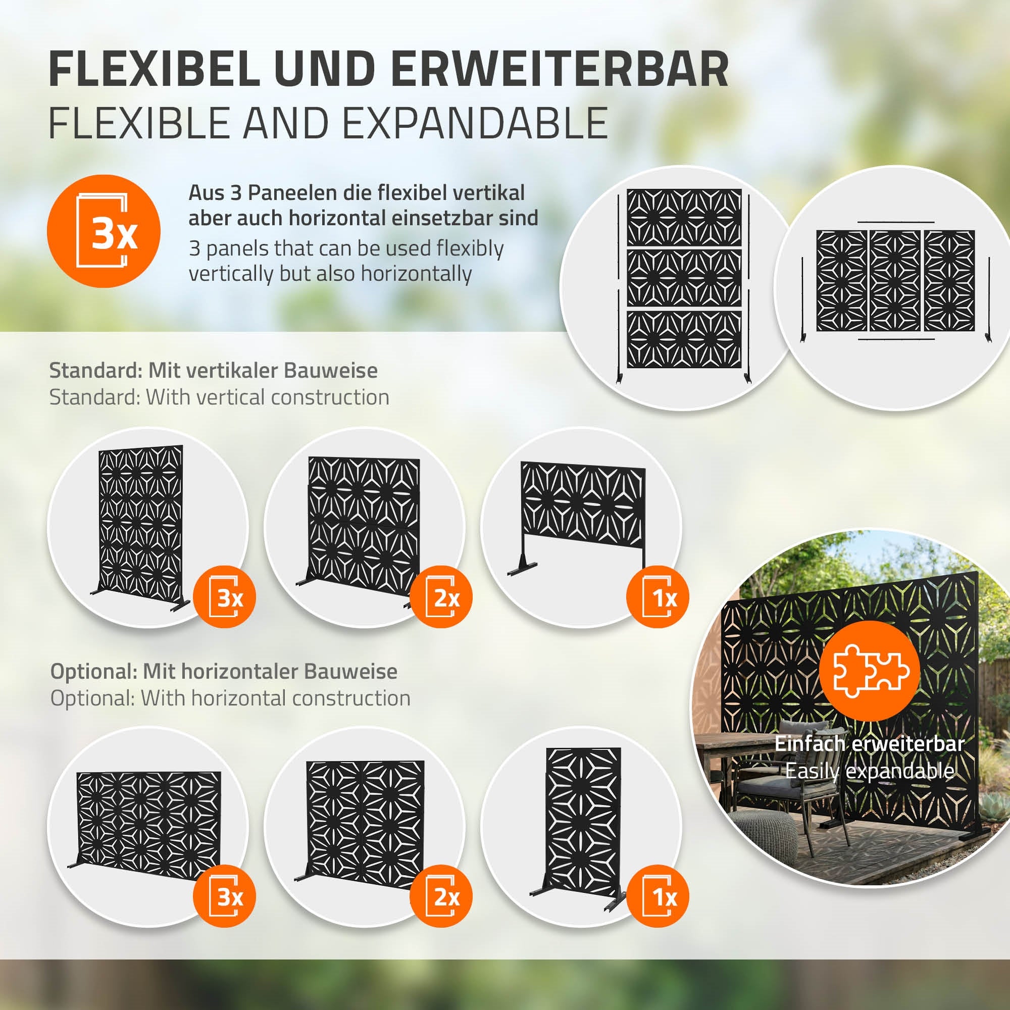 Grafika s flexibilní a rozšiřitelnou příčkou ze 3 panelů.