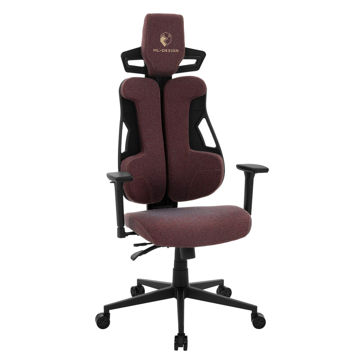 Silla de oficina roja con respaldo alto y reposabrazos ajustables.