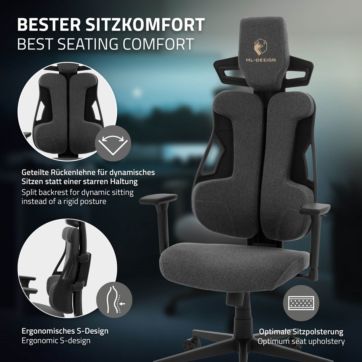 Grafik zu ergonomischem Sitzkomfort und Stuhldesign.